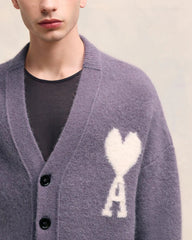 Ami Paris - Cardigan col V Ami de Cœur - Lilas - Pulls et Sweats - UKC025.KN0032.504