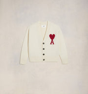 Ami Paris - Cardigan en Laine Ami de Cœur - Blanc-Pulls et Sweats-UKC006.0182713