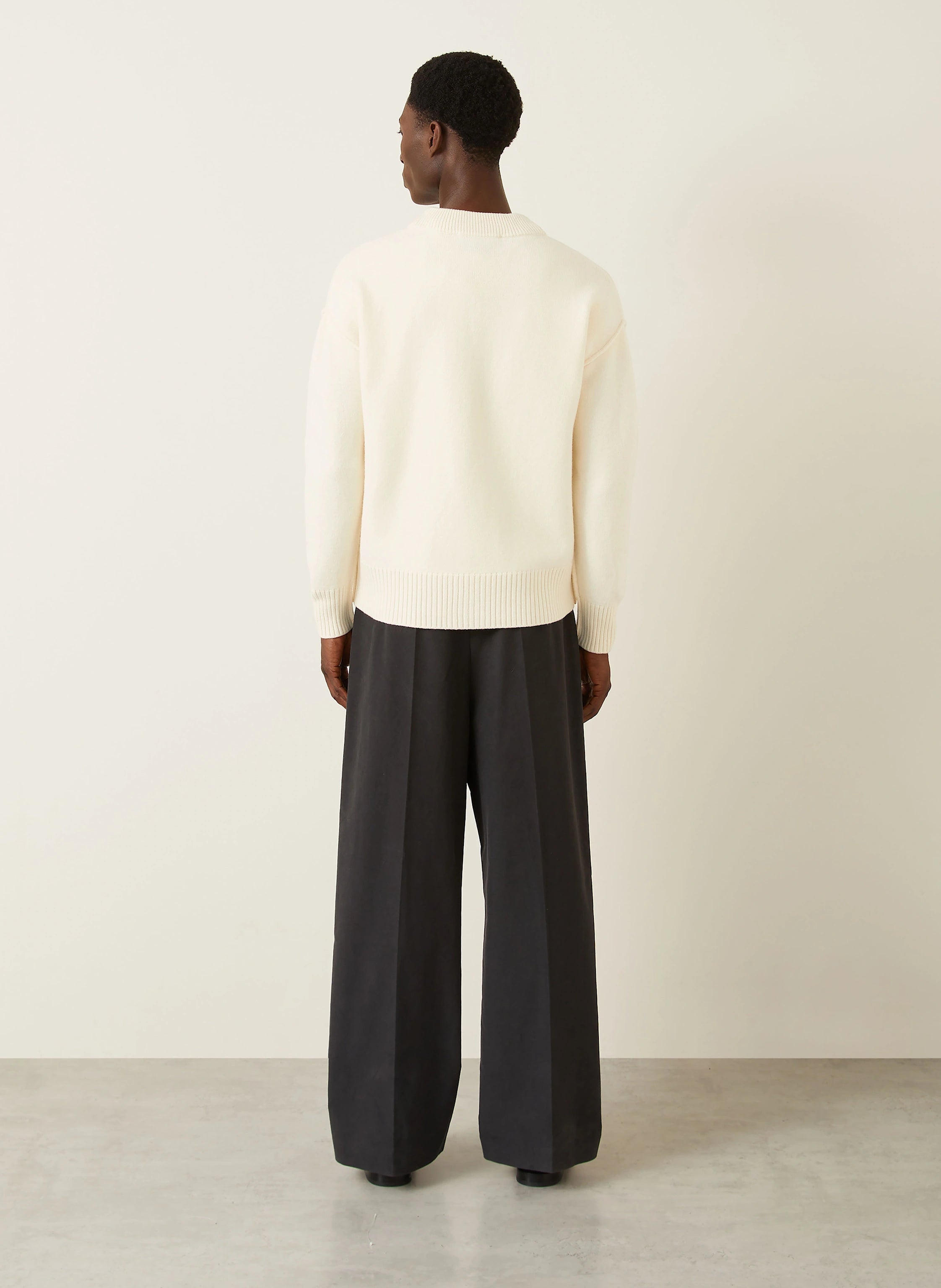 Ami Paris - Cardigan en laine Ami de coeur - Ecru/noir - Pulls et Sweats - UKC367.018