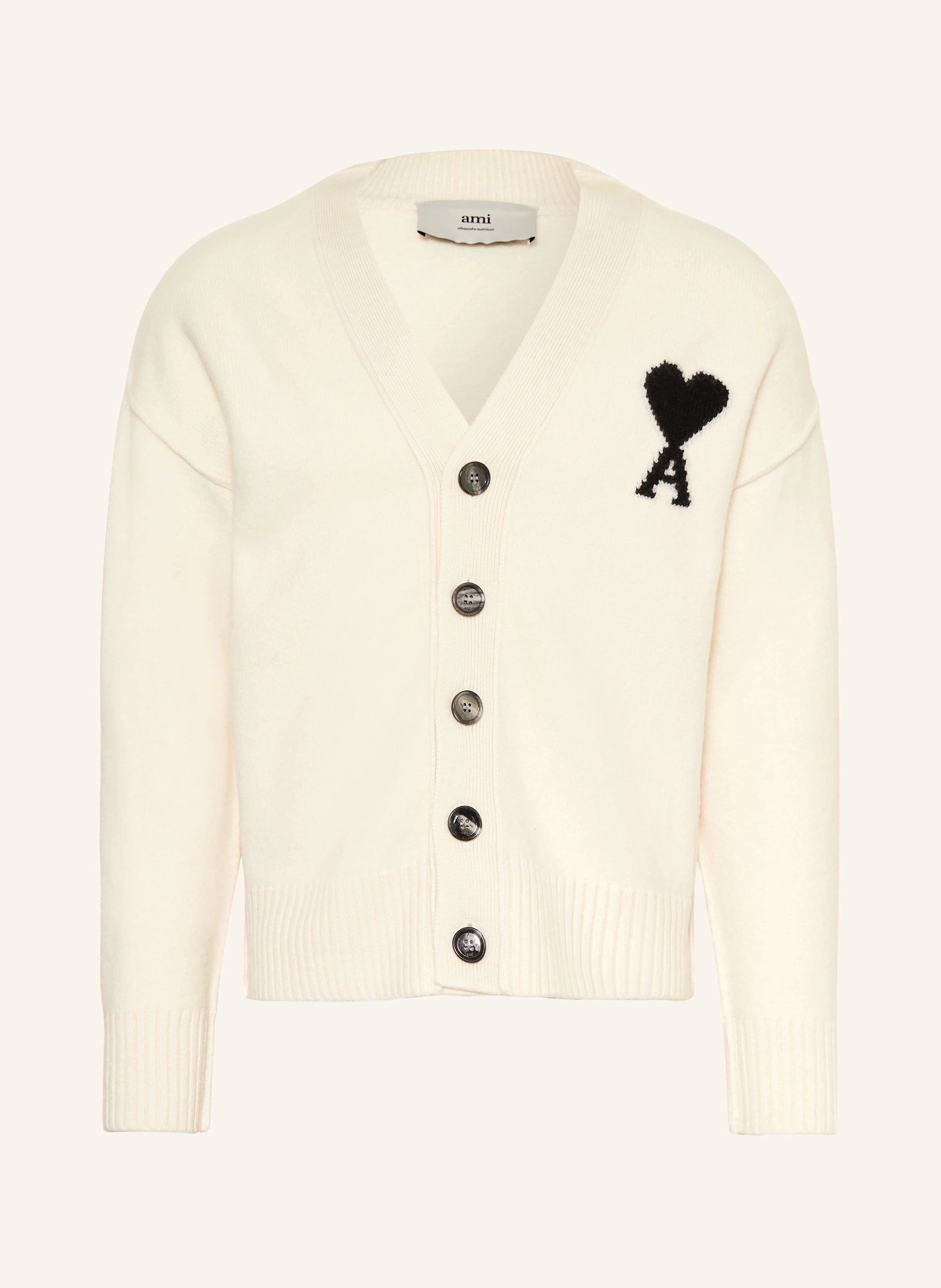 Ami Paris - Cardigan en laine Ami de coeur - Ecru/noir - Pulls et Sweats - UKC367.018
