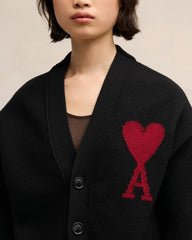 Ami Paris - Cardigan en Laine Ami de Cœur - Noir - Pulls et Sweats - BFUKC002.018