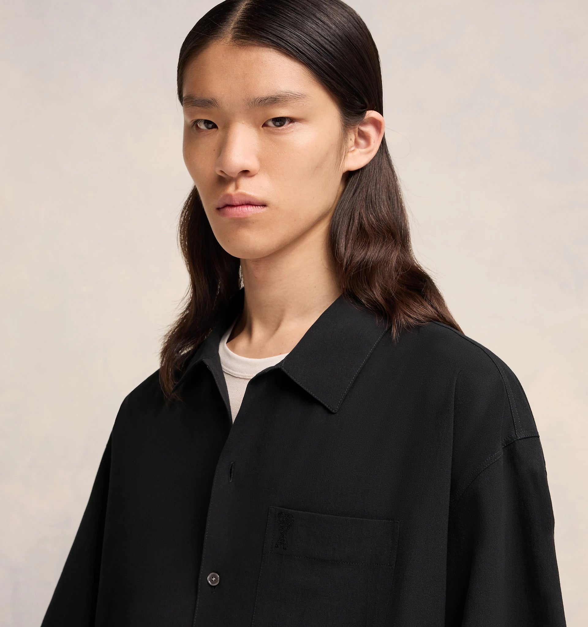 Ami Paris - Chemise Manches Courtes Col Requin - Noir-Pulls et Sweats-HSH219.CO0062