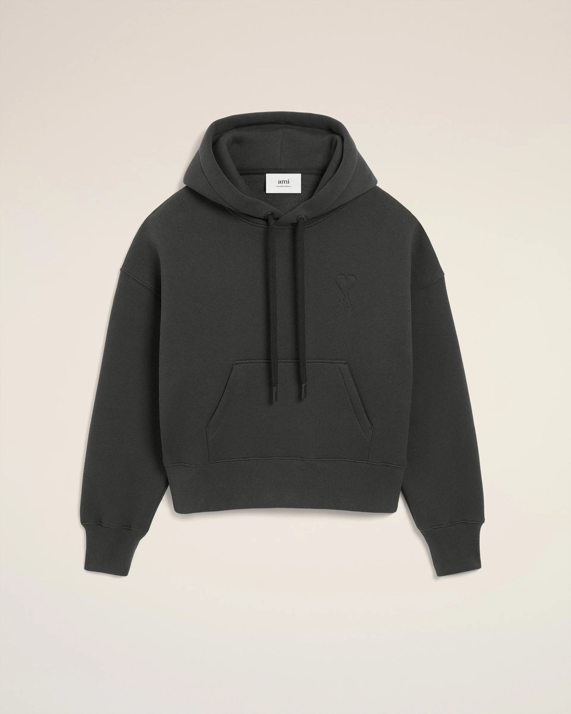 Ami Paris - Hoodie Gris Anthracite Molleton épais Ami de coeur embossé - Pulls et Sweats - USW756.749