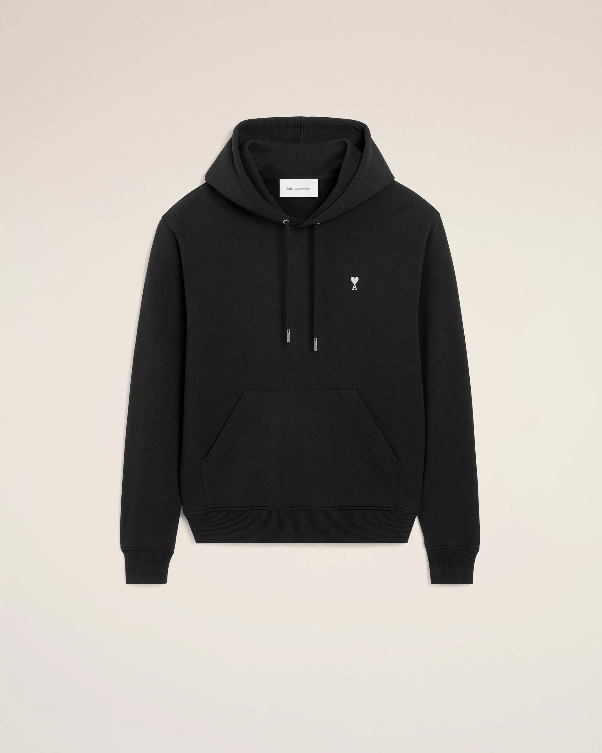 Ami Paris - Hoodie noir Ami de Coeur blanc en coton-Pulls et Sweats-HSW764.730