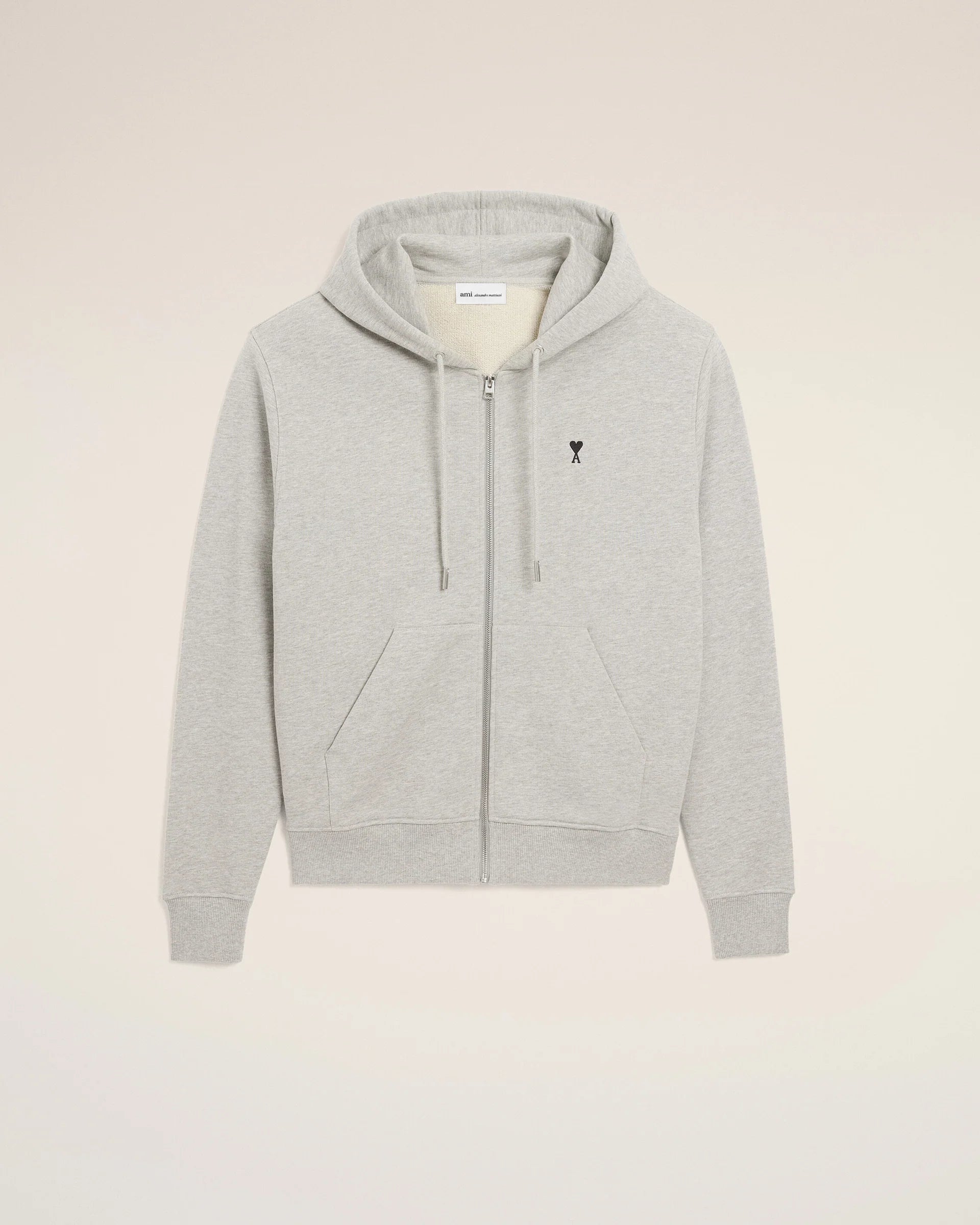 Ami Paris - Hoodie zippé ami de coeur - Gris cendre chiné - Pulls et Sweats - HSW765.730