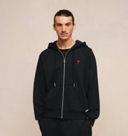 Ami Paris - Hoodie Zippé Ami de cœur - Noir - Pulls et Sweats - BFUSW435.730