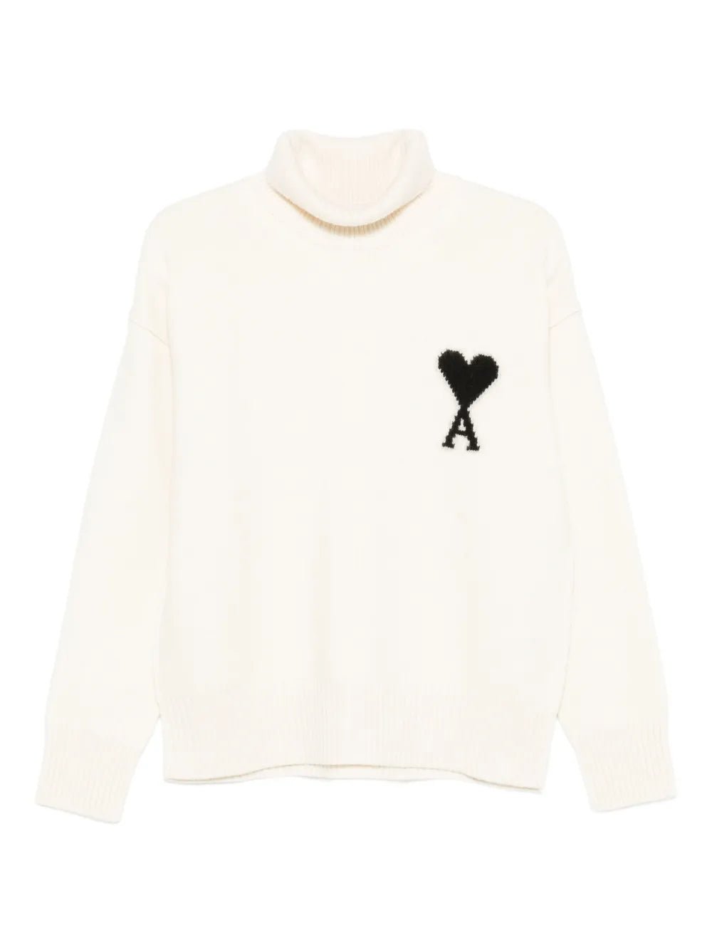 Ami Paris - Pull col cheminée Ami de Cœur - Ecru/noir - Pulls et Sweats - UKS839.018
