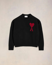 Ami Paris - Pull en Laine Ami de Cœur - Noir et Rouge - Pulls et Sweats - BFUKS006.018