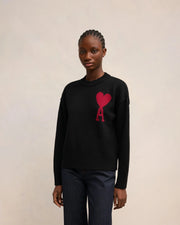 Ami Paris - Pull en Laine Ami de Cœur - Noir et Rouge - Pulls et Sweats - BFUKS006.018