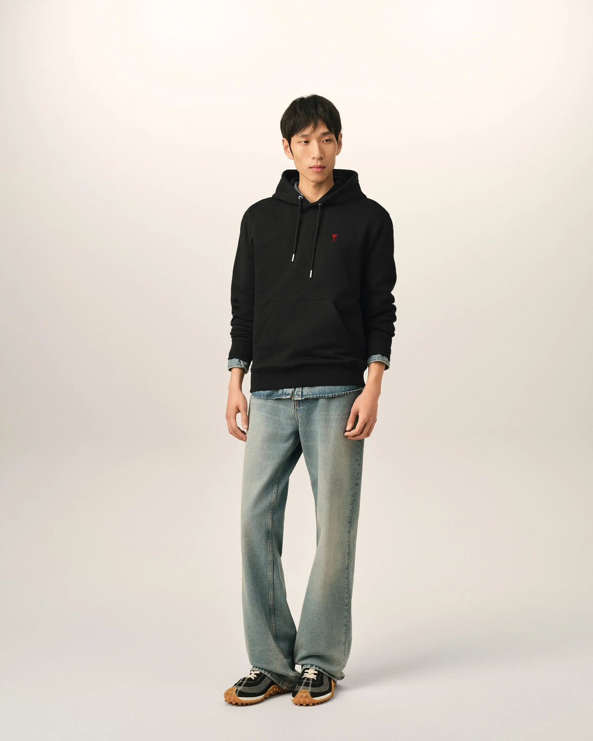 Ami Paris - Sweat à Capuche Classique Ami de Cœur - Noir et Rouge-Pulls et Sweats-BFUSW235.730