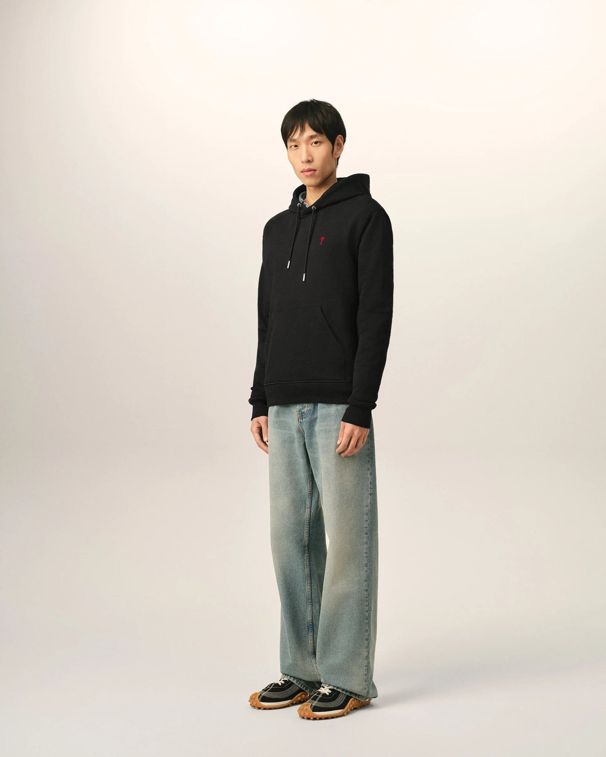 Ami Paris - Sweat à Capuche Classique Ami de Cœur - Noir et Rouge-Pulls et Sweats-BFUSW235.730