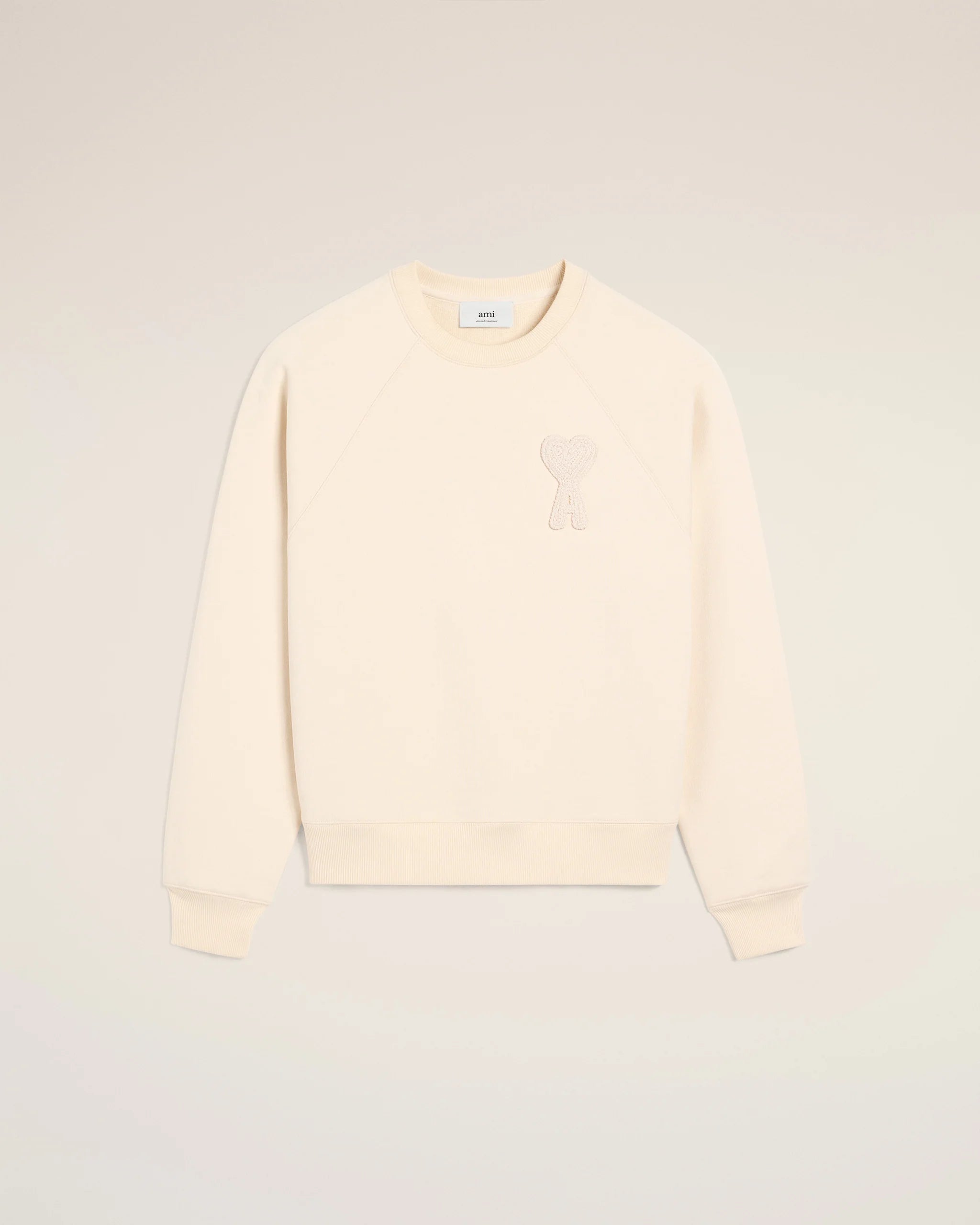 Ami Paris - Sweat à Col Rond Grand Logo Patch - White Cream - USW055 - Pulls et Sweats - USW055.747.136
