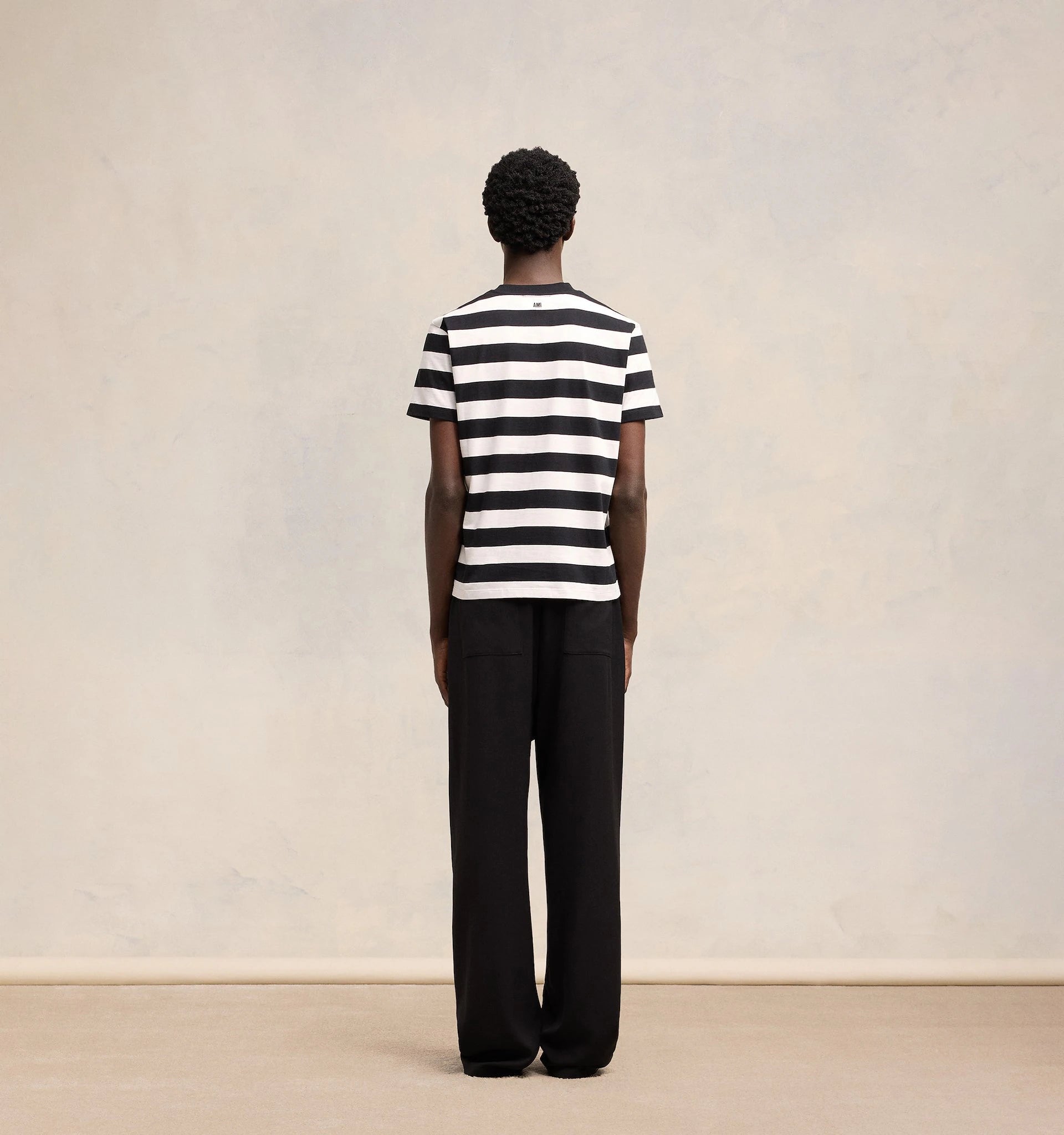 Ami Paris - T-shirt Marinière de cœur - Noir/Blanc-Pulls et Sweats-UTS038.JE0069