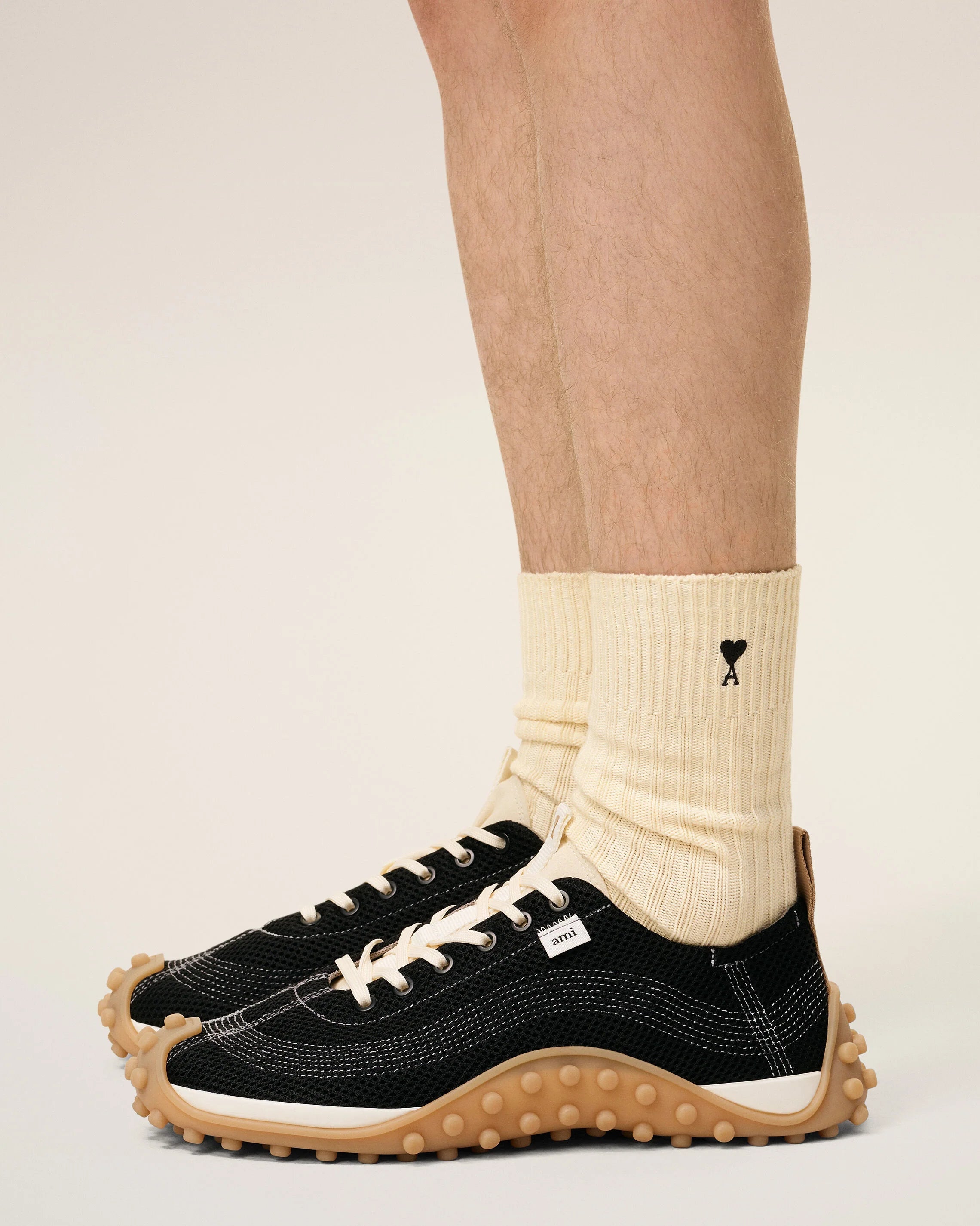 Ami Paris - Pack de 3 paires de chaussettes écru Ami de Coeur noir - Sous - Vêtements - USC611.AK0007