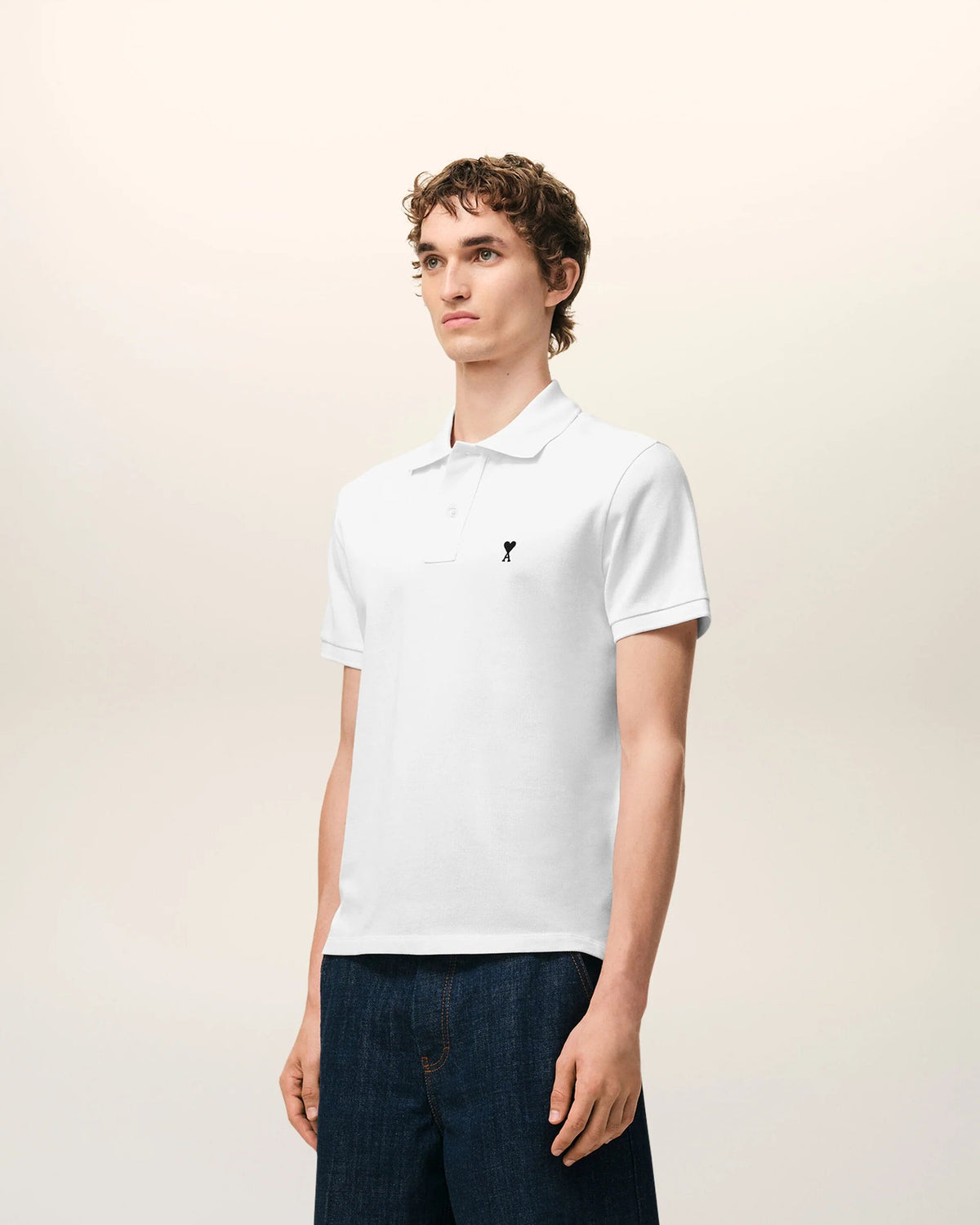 Ami Paris - Polo manches courtes Ami de coeur contrasté - Blanc-T-shirts-HPL411.760