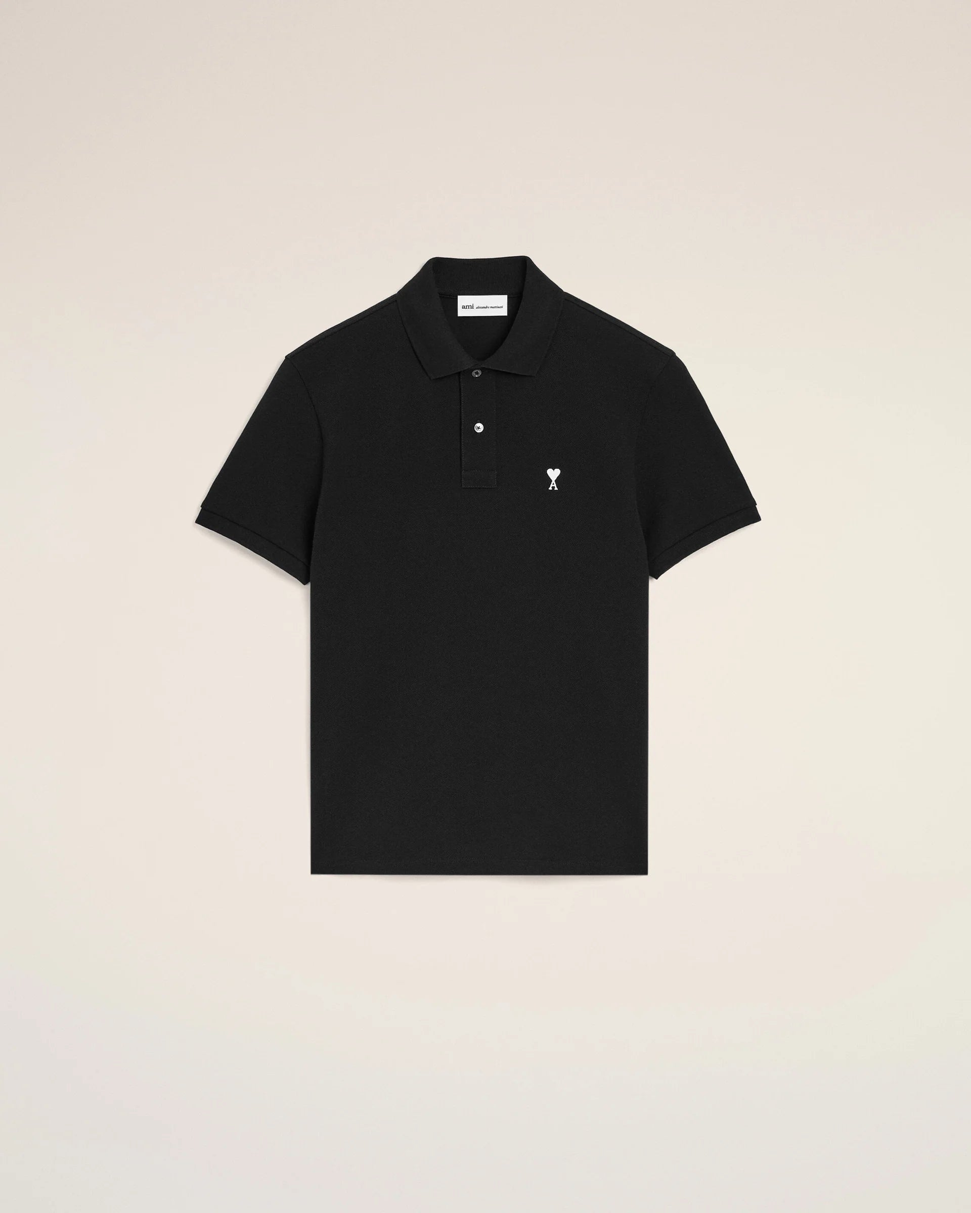 Ami Paris - Polo manches courtes Ami de coeur contrasté - Noir/Blanc crème-T-shirts-HPL411.760