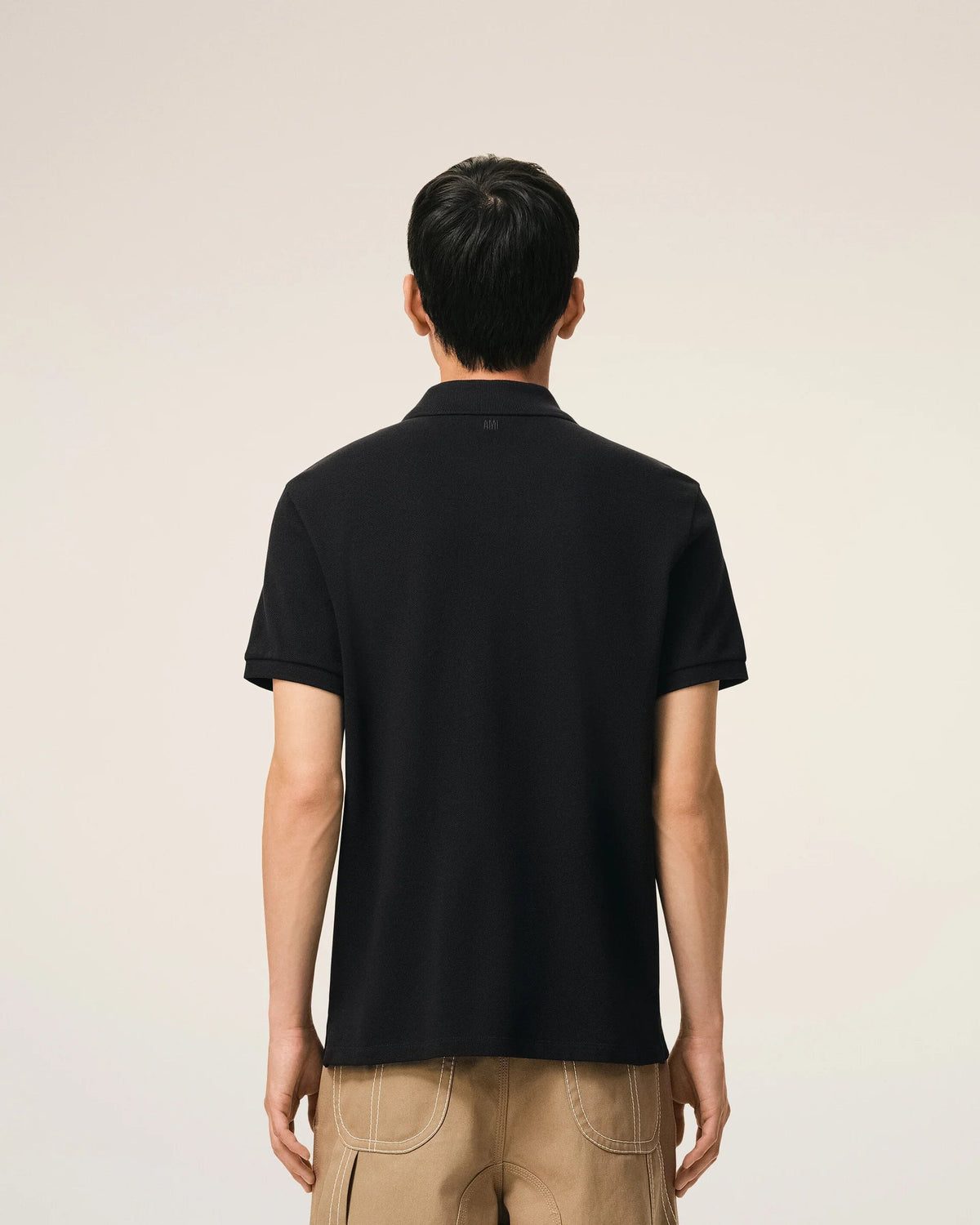 Ami Paris - Polo manches courtes Ami de coeur contrasté - Noir/Blanc crème-T-shirts-HPL411.760