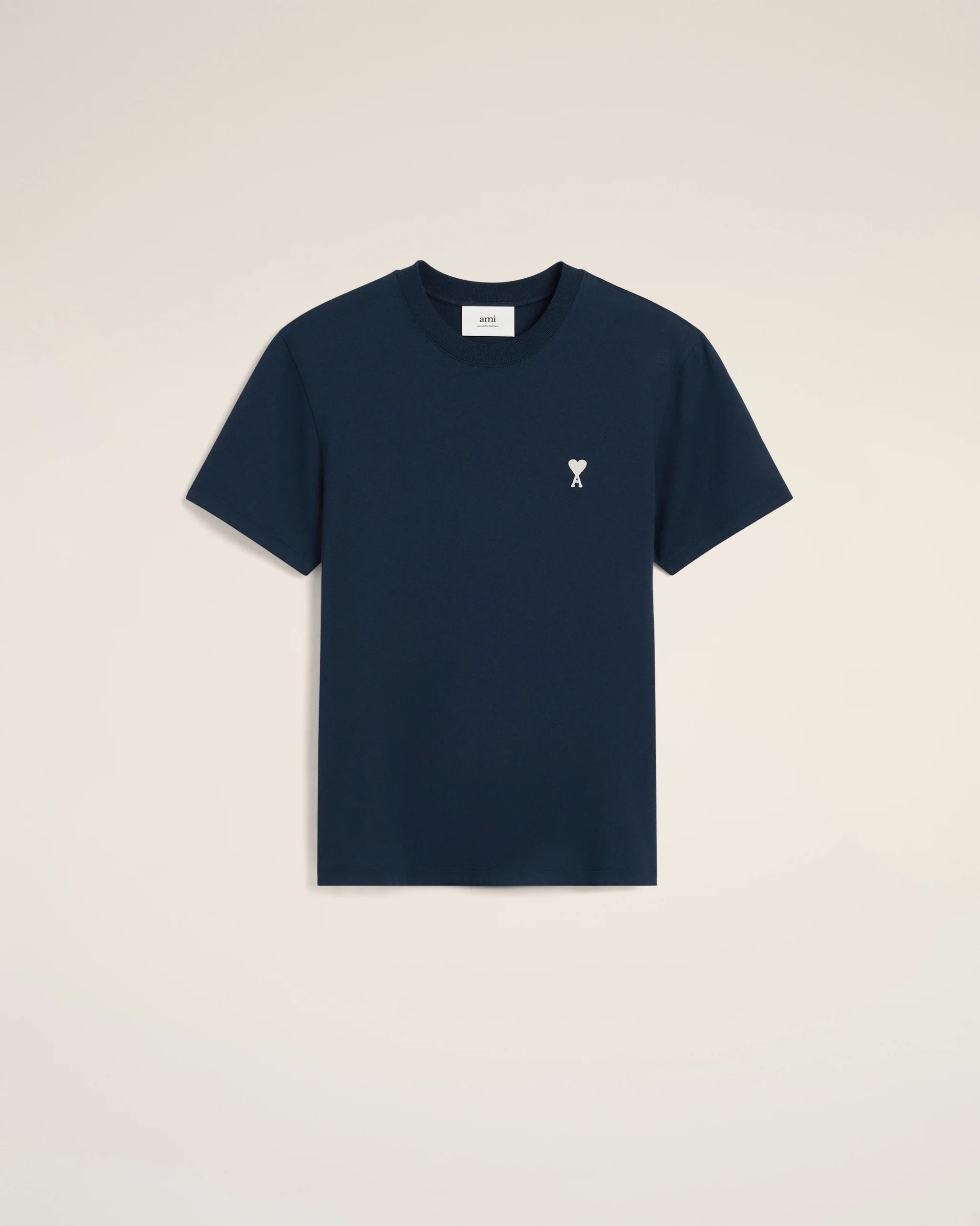 Ami Paris - T-Shirt Ami de Coeur En Coton - Bleu Marine - HTS060 - T-shirts - HTS060.724