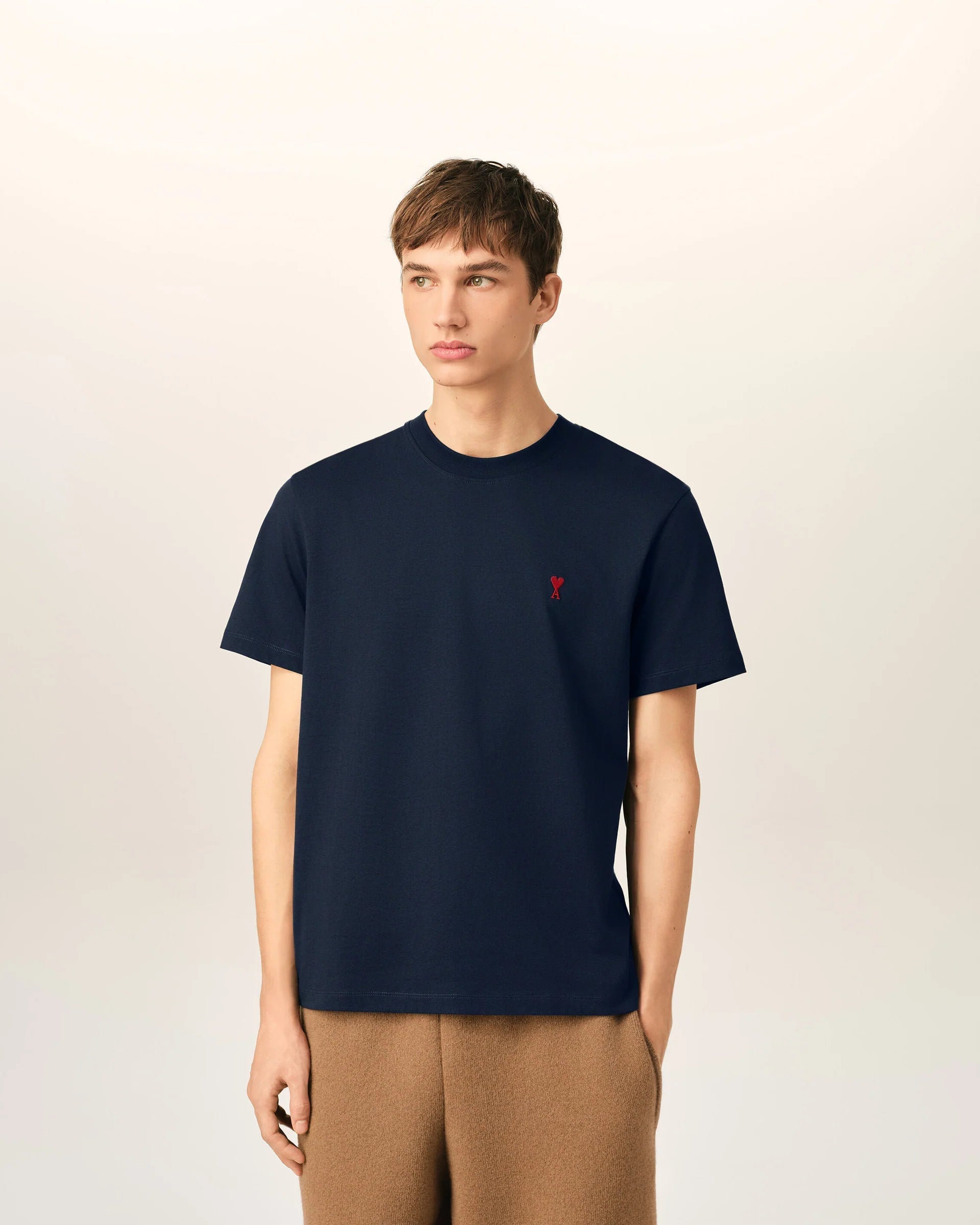 Ami Paris - T-shirt Ami de cœur rouge- Bleu nuit-T-shirts-BFUTS035.724