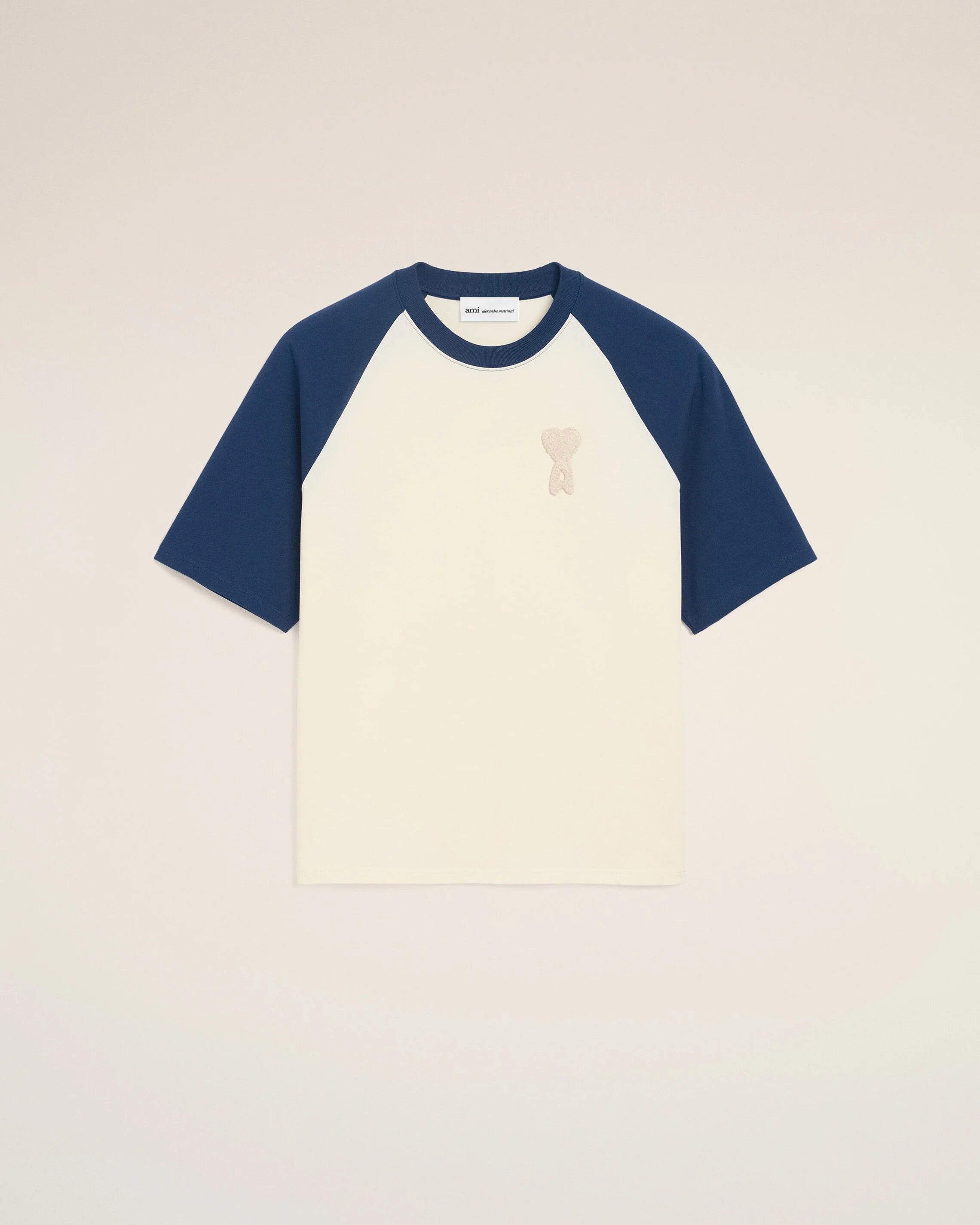 Ami Paris - T-shirt Boxy Patch Ami de Coeur - Blanc crème/Encre - T-shirts - UTS379.726