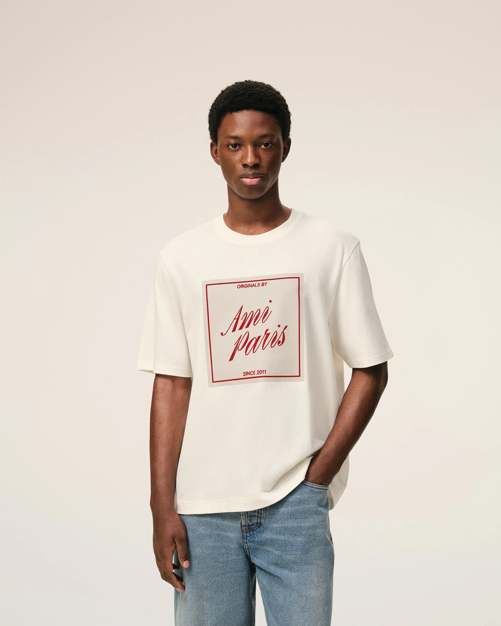 Ami Paris - T-shirt Imprimé Ami Paris héritage - Blanc Crème - T-shirts - UTS385.726