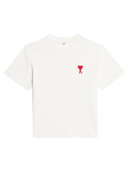 Ami Paris - Tonal T-shirt Ami de Cœur - Blanc Naturel et Rouge-T-shirts-UTS004.726