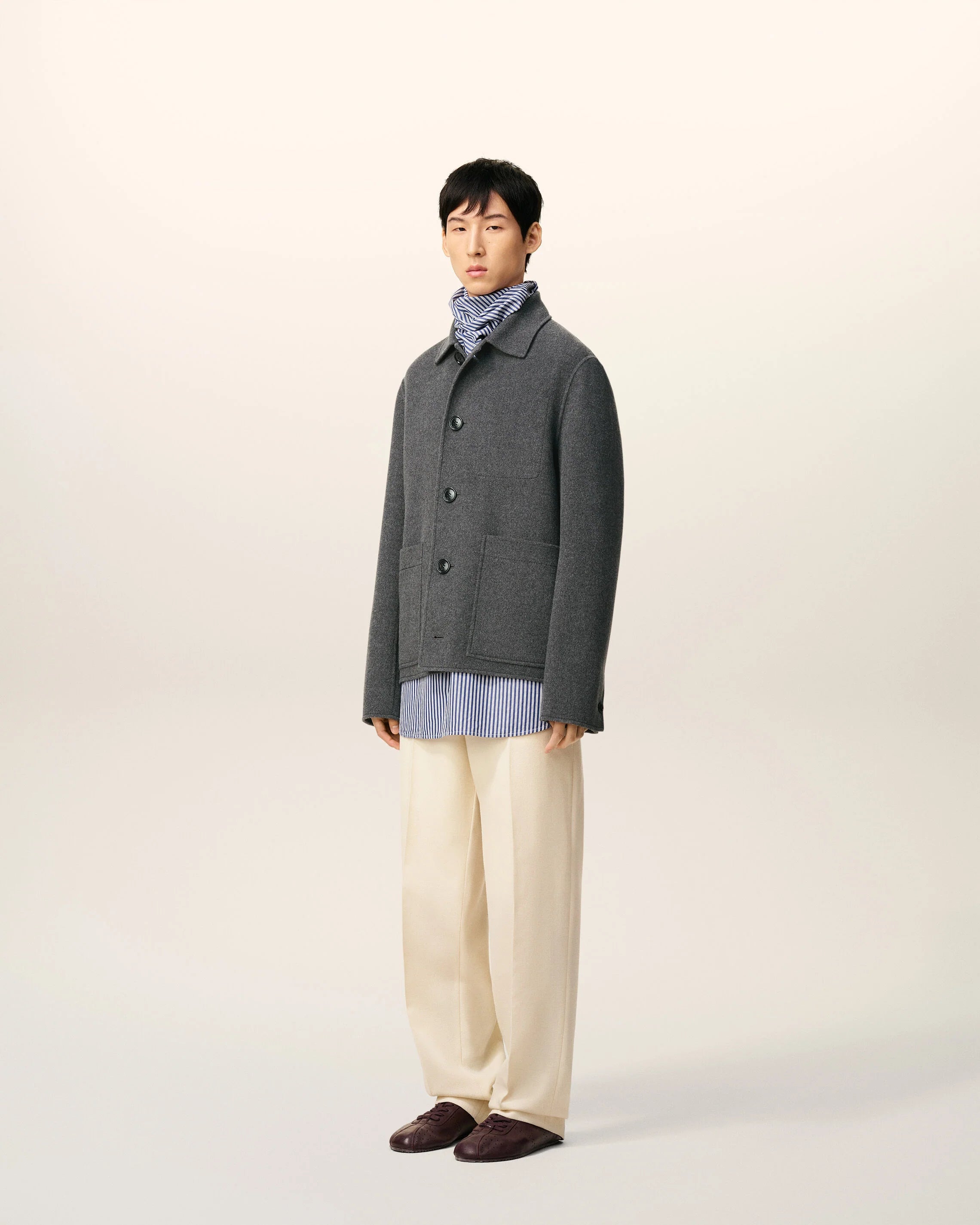 Ami Paris - Blouson Boule boutonné - Heather Grey - Vestes et Manteaux - HJK844.WV0022