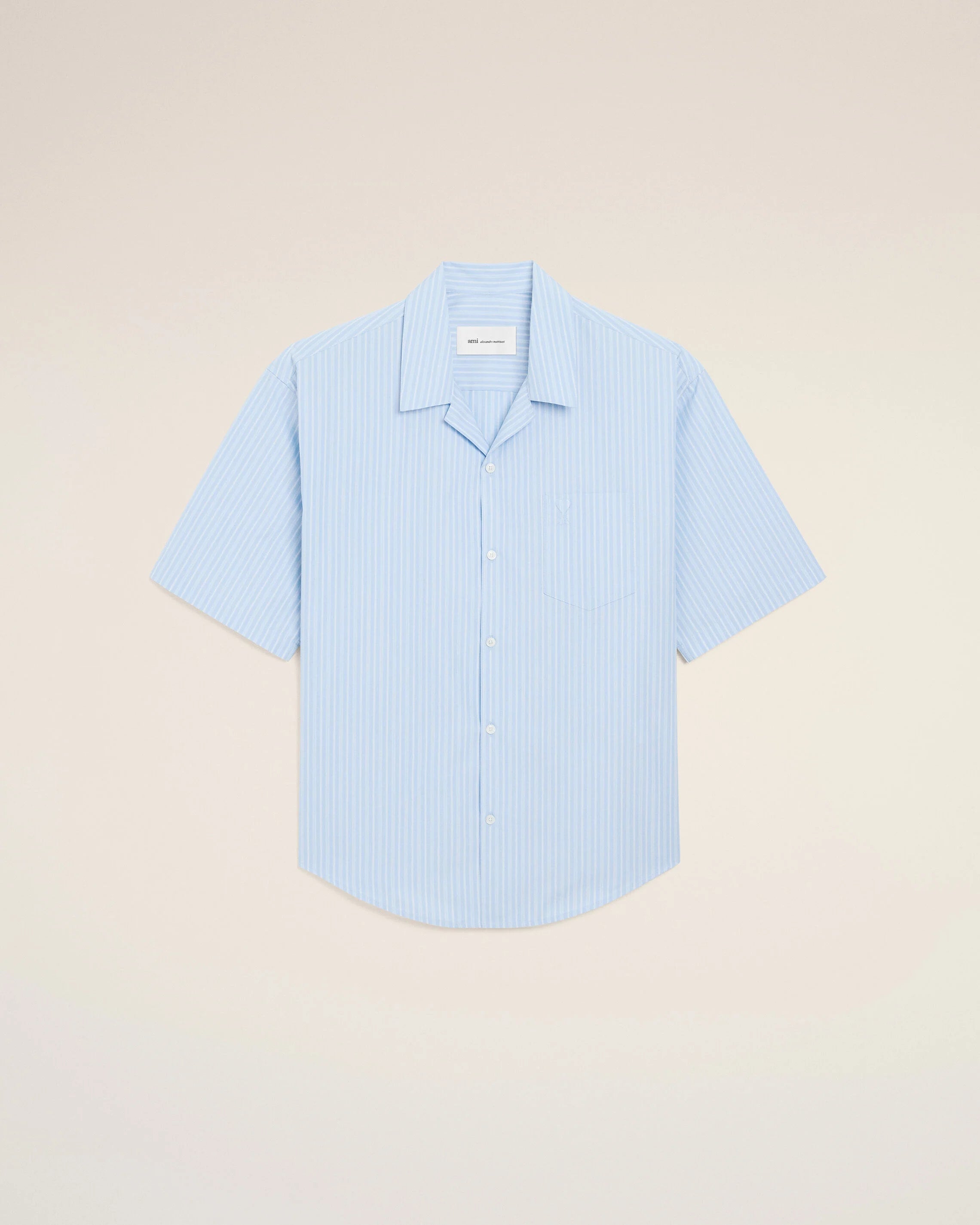 Ami Paris - Chemise manches courtes Boxy Ami de coeur - Bleu/blanc à rayures