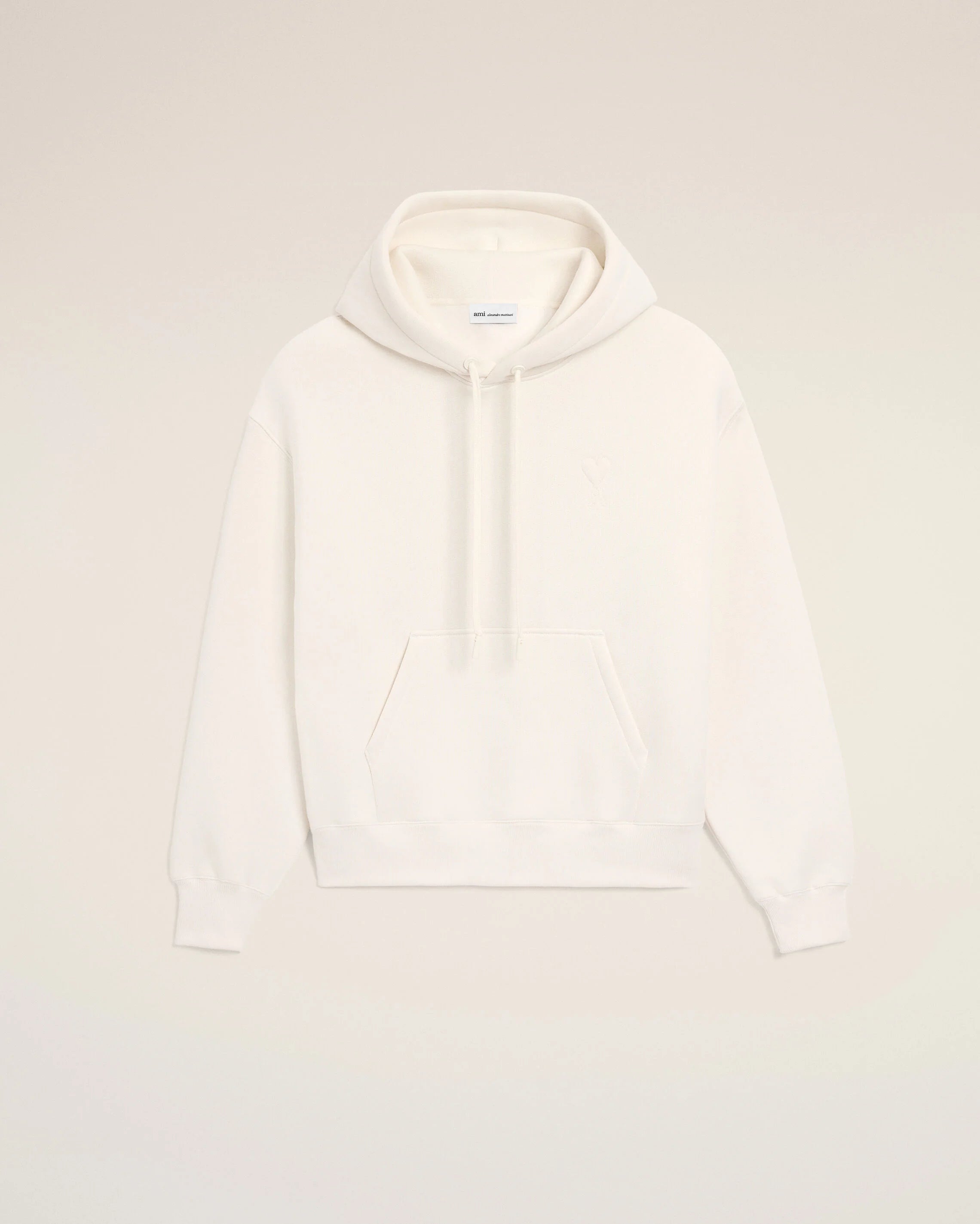 Ami Paris - Hoodie Ami de Coeur embossé ton sur ton - Blanc crème