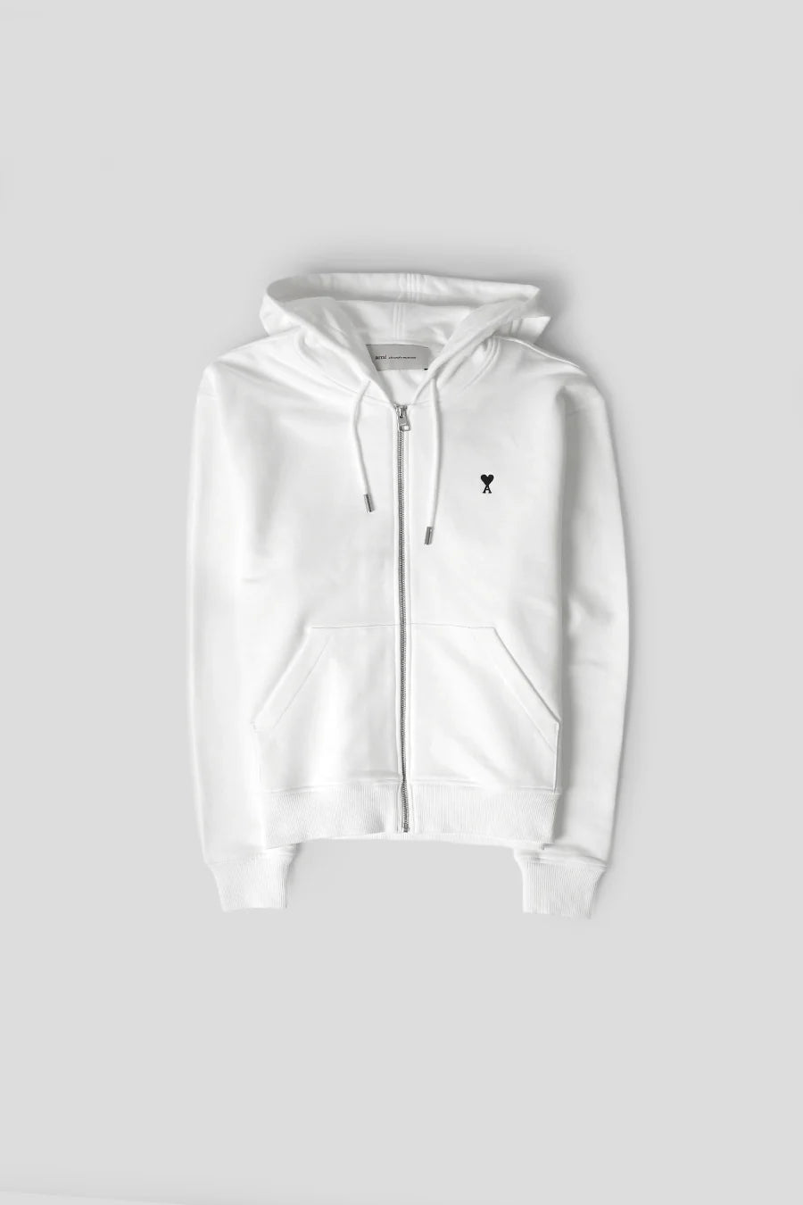 Ami Paris - Sweat à capuche zippé en coton molleton Ami de Coeur - Blanc/noir