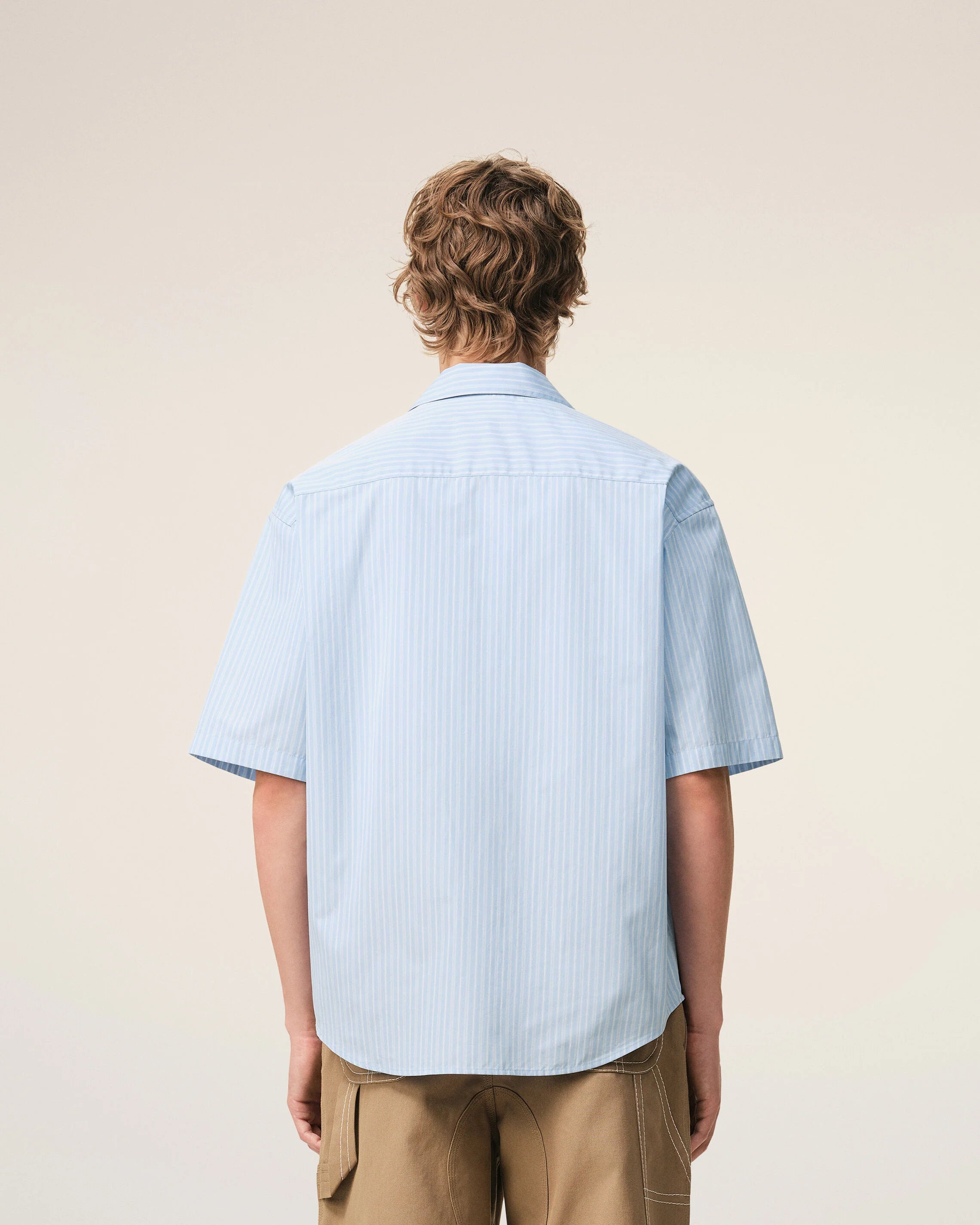 Ami Paris - Chemise manches courtes Boxy Ami de coeur - Bleu/blanc à rayures