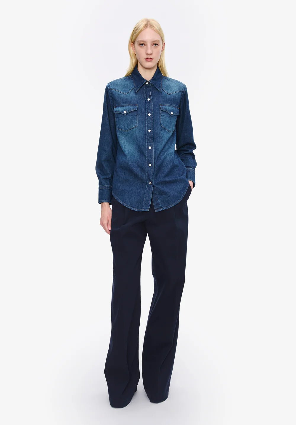 A.P.C. Femme - Pantalon Ginny - Dark Navy - Jupes et Pantalons - COHNE-F08510