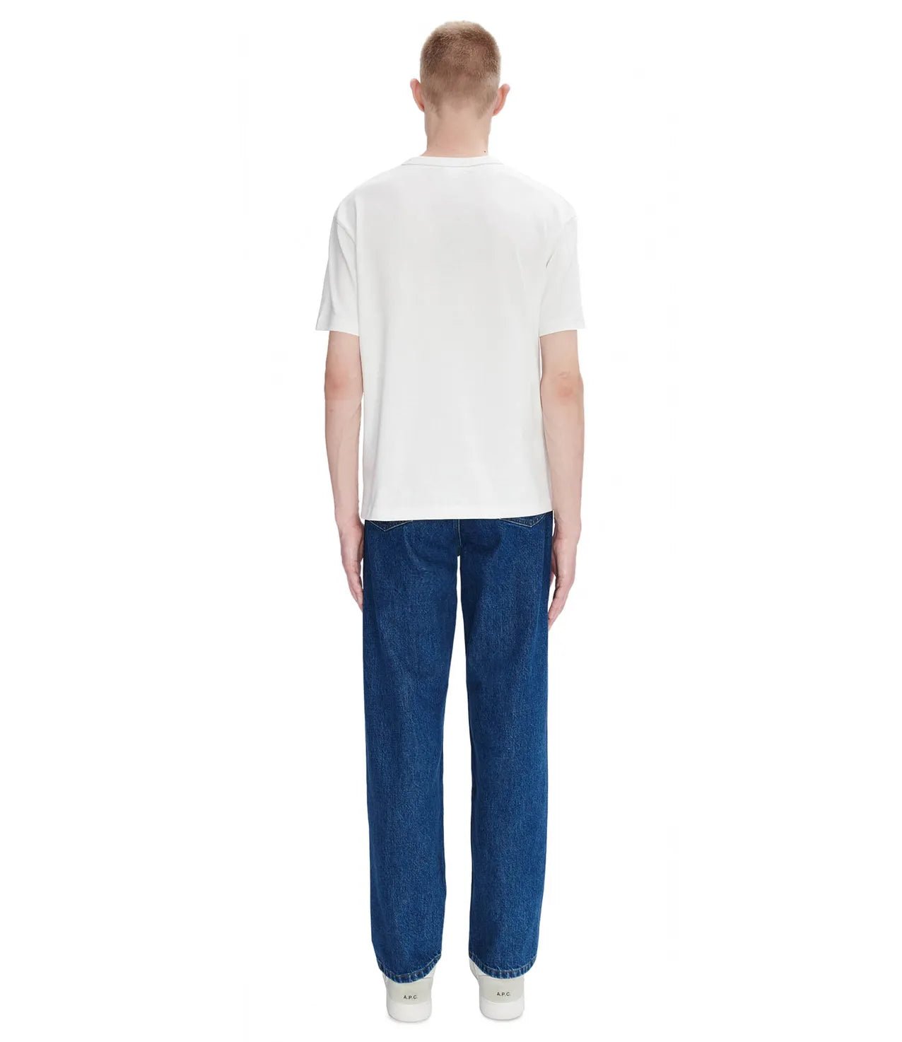 A.P.C - T - Shirt Boxy Petit VPC - Blanc/Bleu Marine - T - shirts - COHBQ - H26391