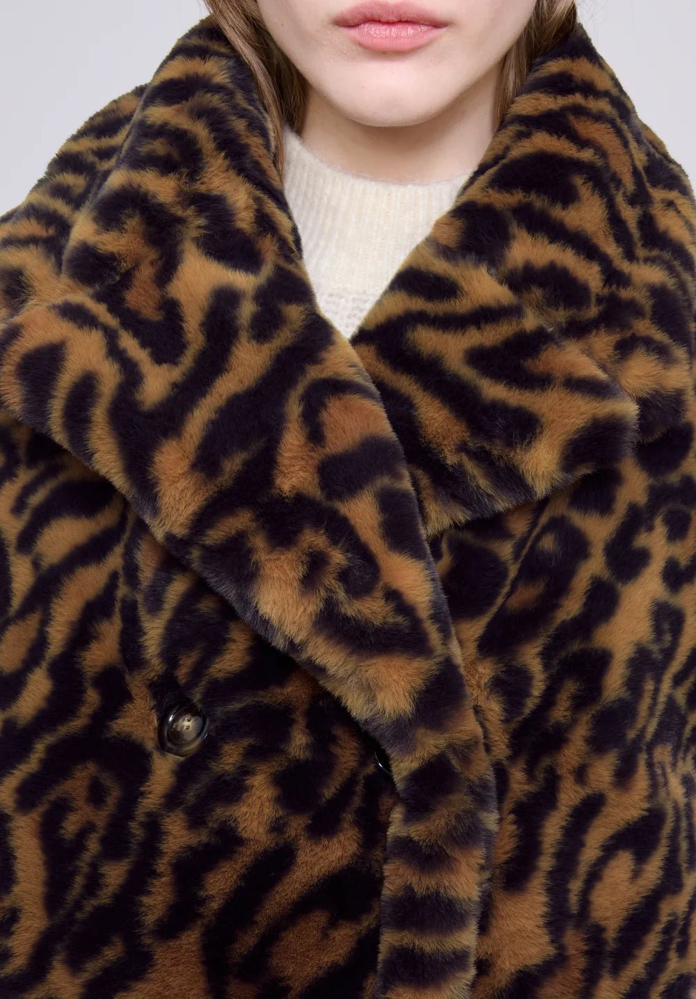A.P.C. - Manteau Johanna - Fausse Fourrure Léopard - Vestes et Manteaux - PSALA - F01556