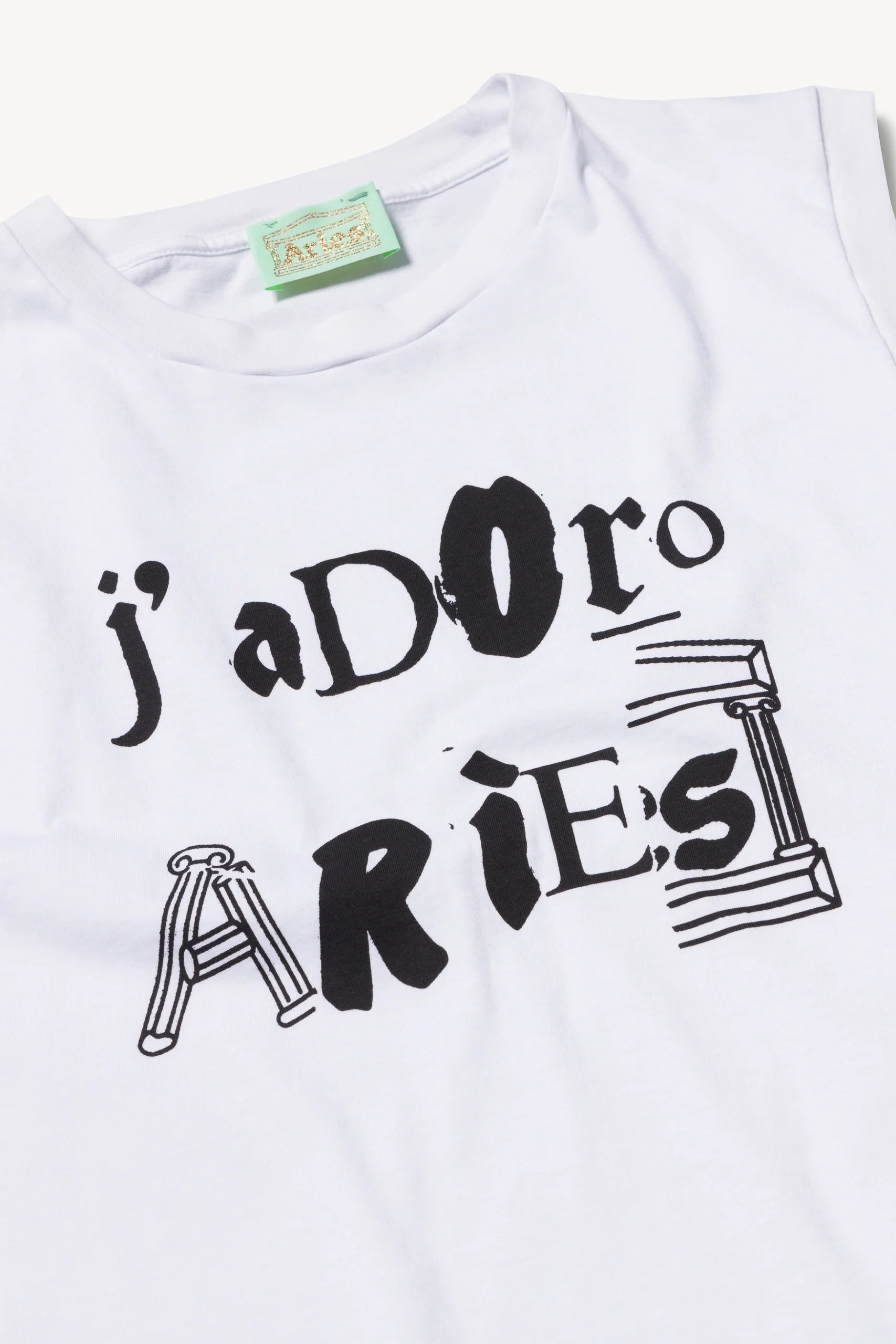 Aries Arise - J'adore Aries Ransom Shrunken Vest - White-Tops-SUAR40800X