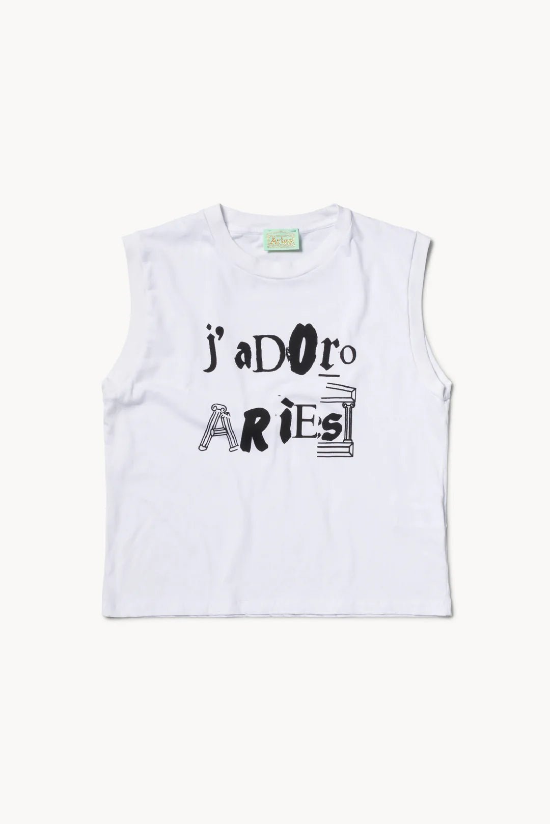 Aries Arise - J'adore Aries Ransom Shrunken Vest - White-Tops-SUAR40800X