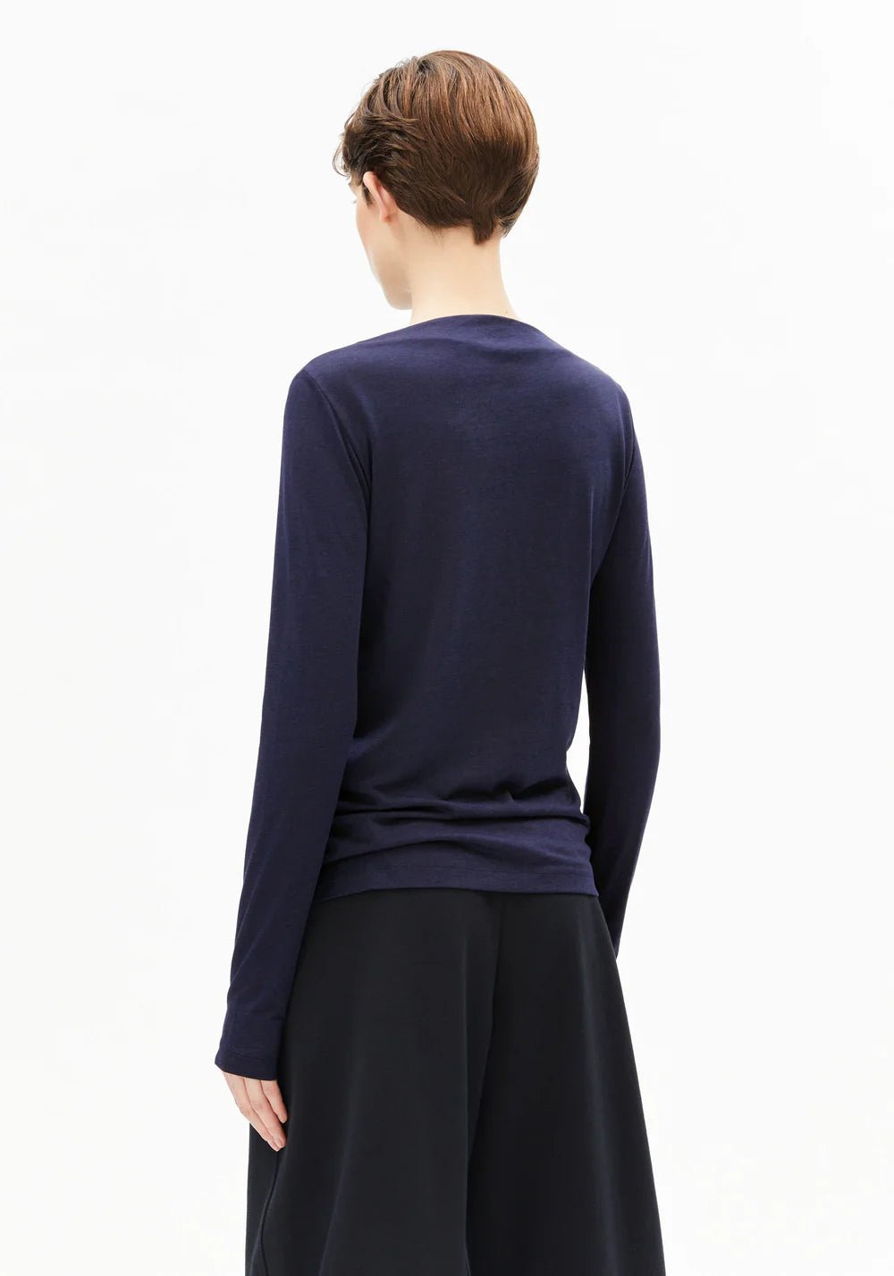 Armedangels - Boat Neck Longsleeve - Tinted Navy - Tops - 30008250