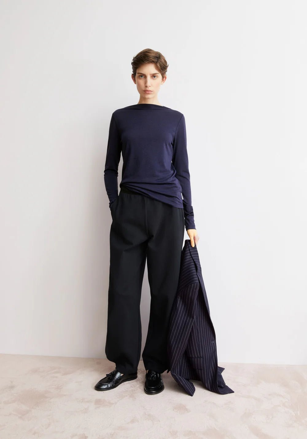 Armedangels - Boat Neck Longsleeve - Tinted Navy - Tops - 30008250