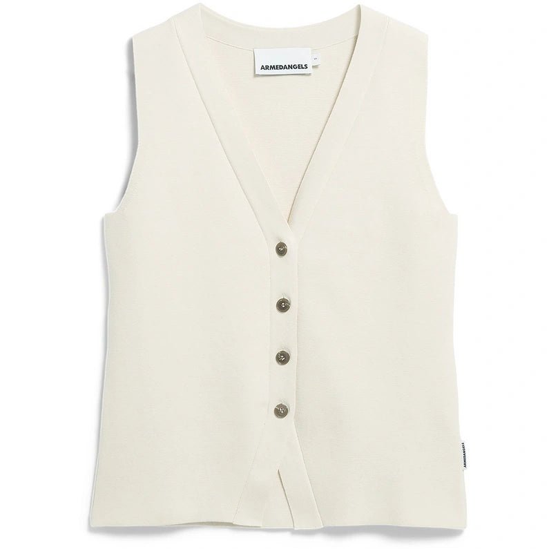 Armedangels - Compact Buttoned Knit Vest - Oatmilk - Tops - 30008222