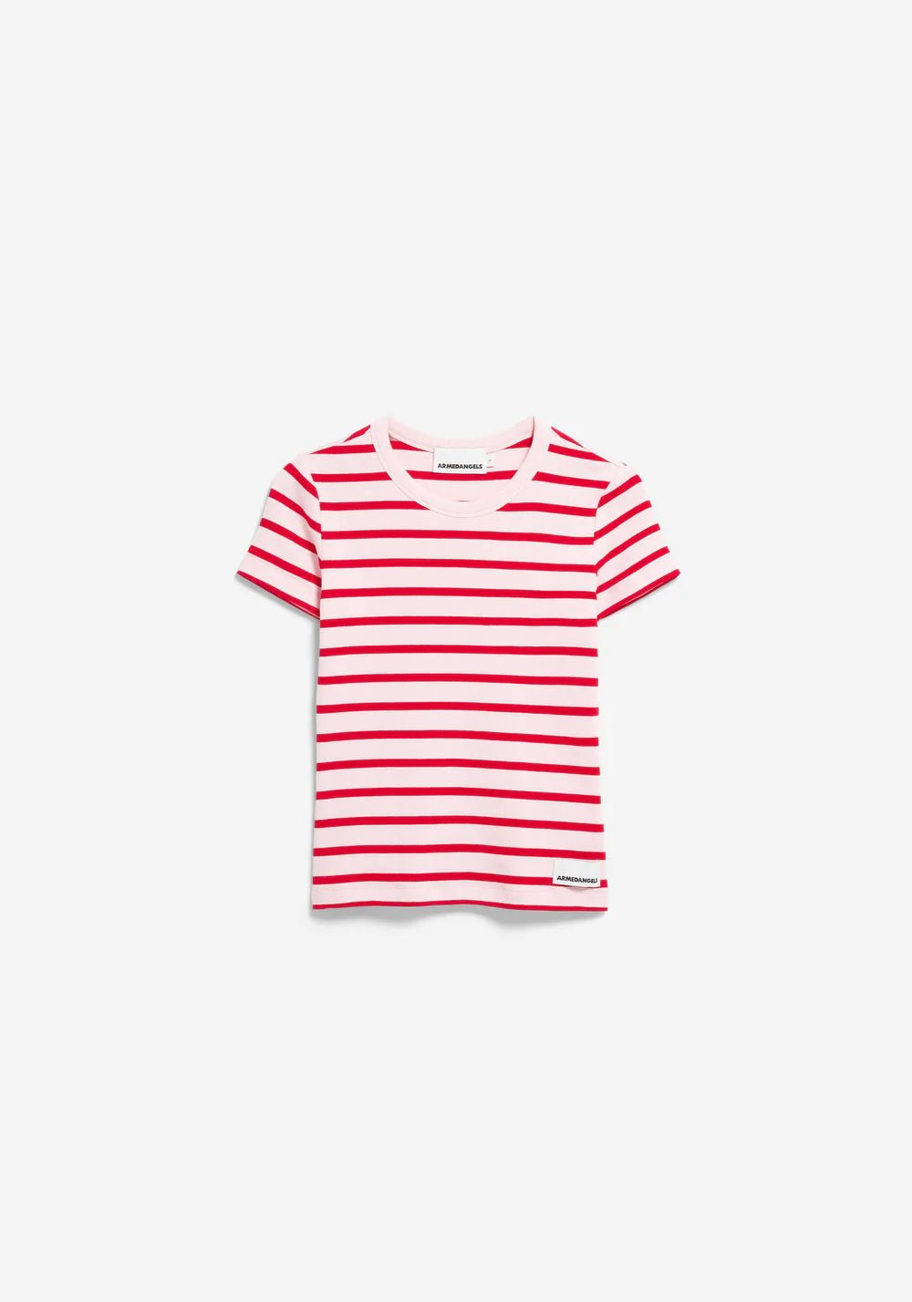 Armedangels - Kardaa Stripes T-shirt - Pink Mist/ Mars Red - Tops - 30006916