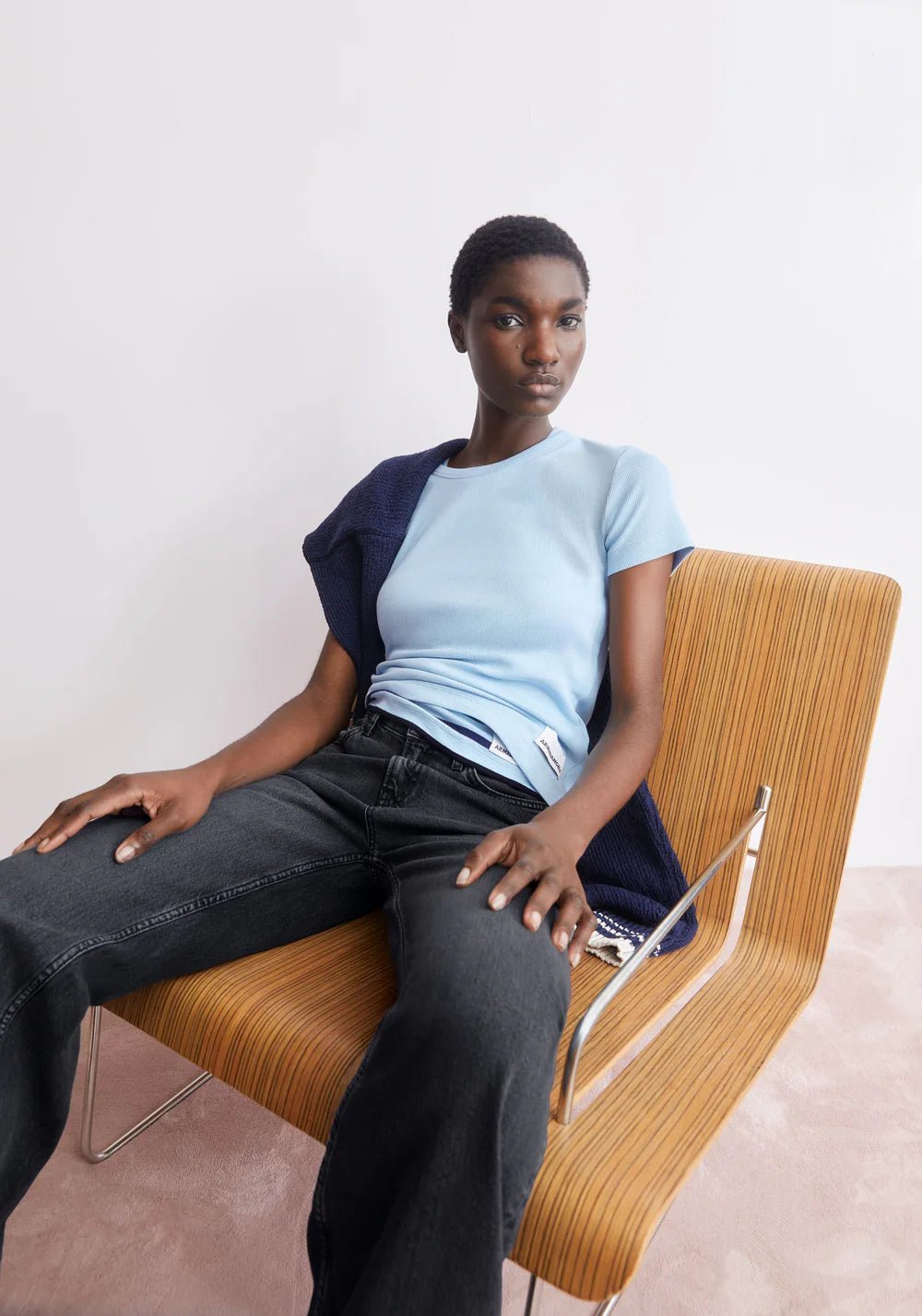 Armedangels - Kardaa T-shirt côtelé - Blue Glow - Tops - 30004660