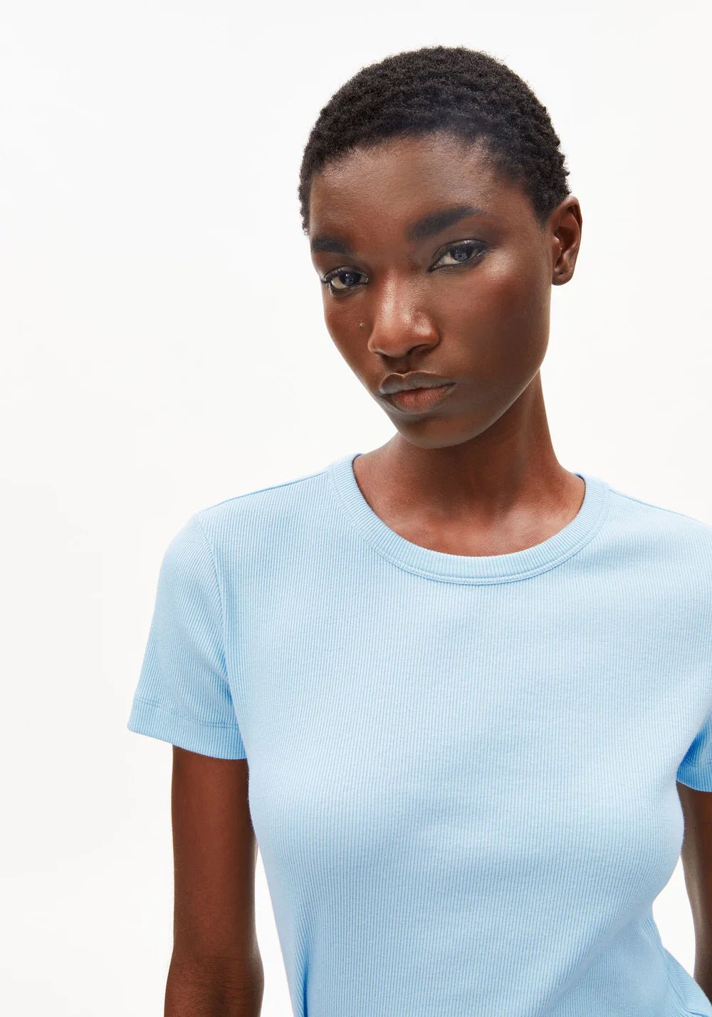 Armedangels - Kardaa T-shirt côtelé - Blue Glow - Tops - 30004660