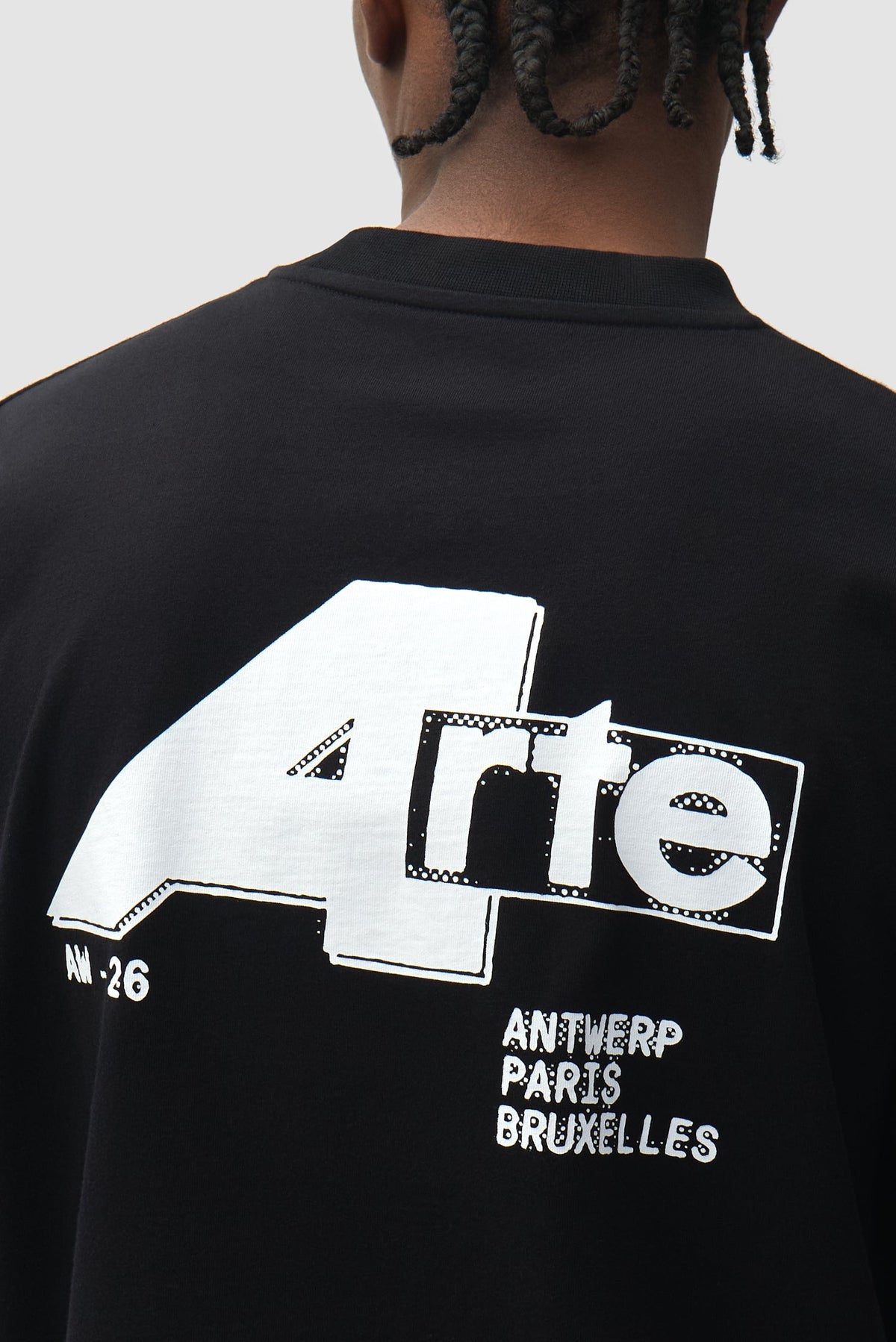 Arte Antwerp T-shirt Big A noir – détail du graphique imprimé au dos