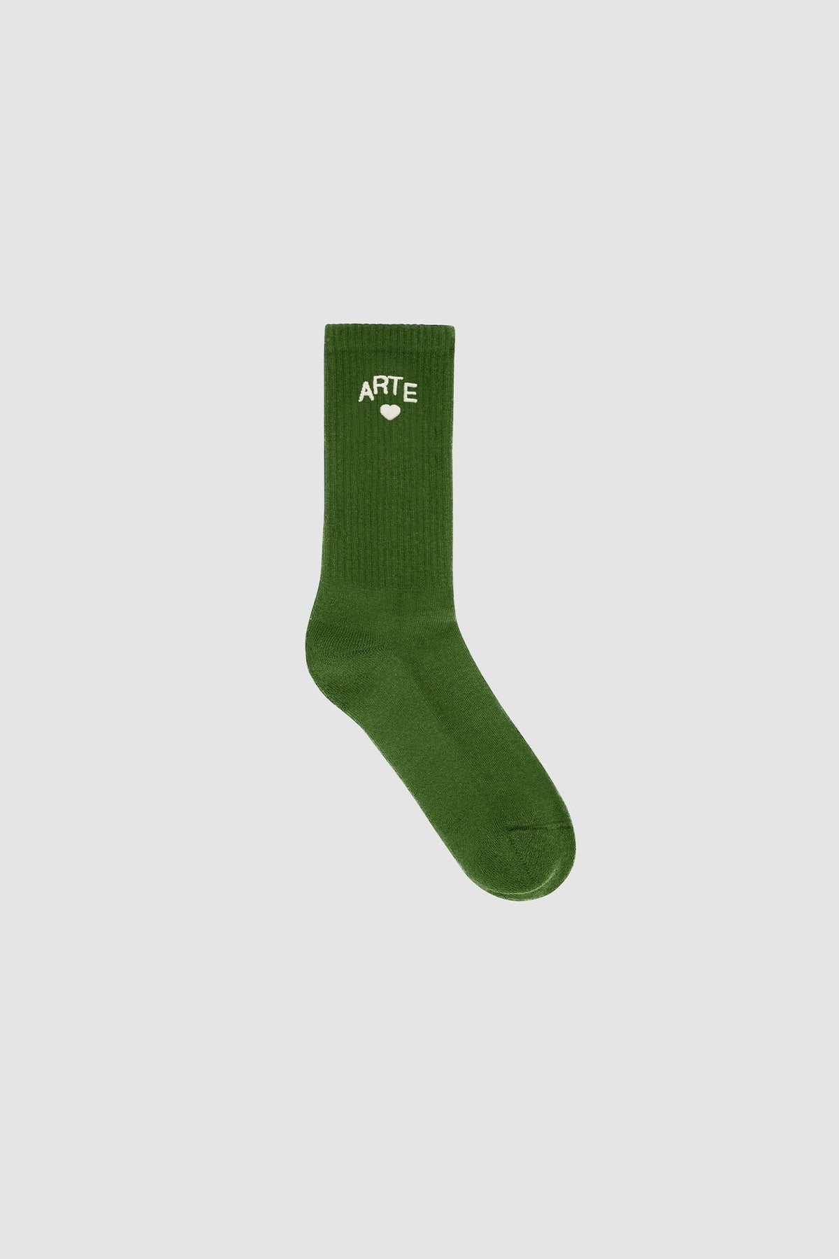 Arte Antwerp Chaussettes Cor Uniform vertes – packshot de près sur fond gris