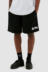 Arte Antwerp - Samuel Logo Short - Black-Pantalons et Shorts-SS24-127SHO