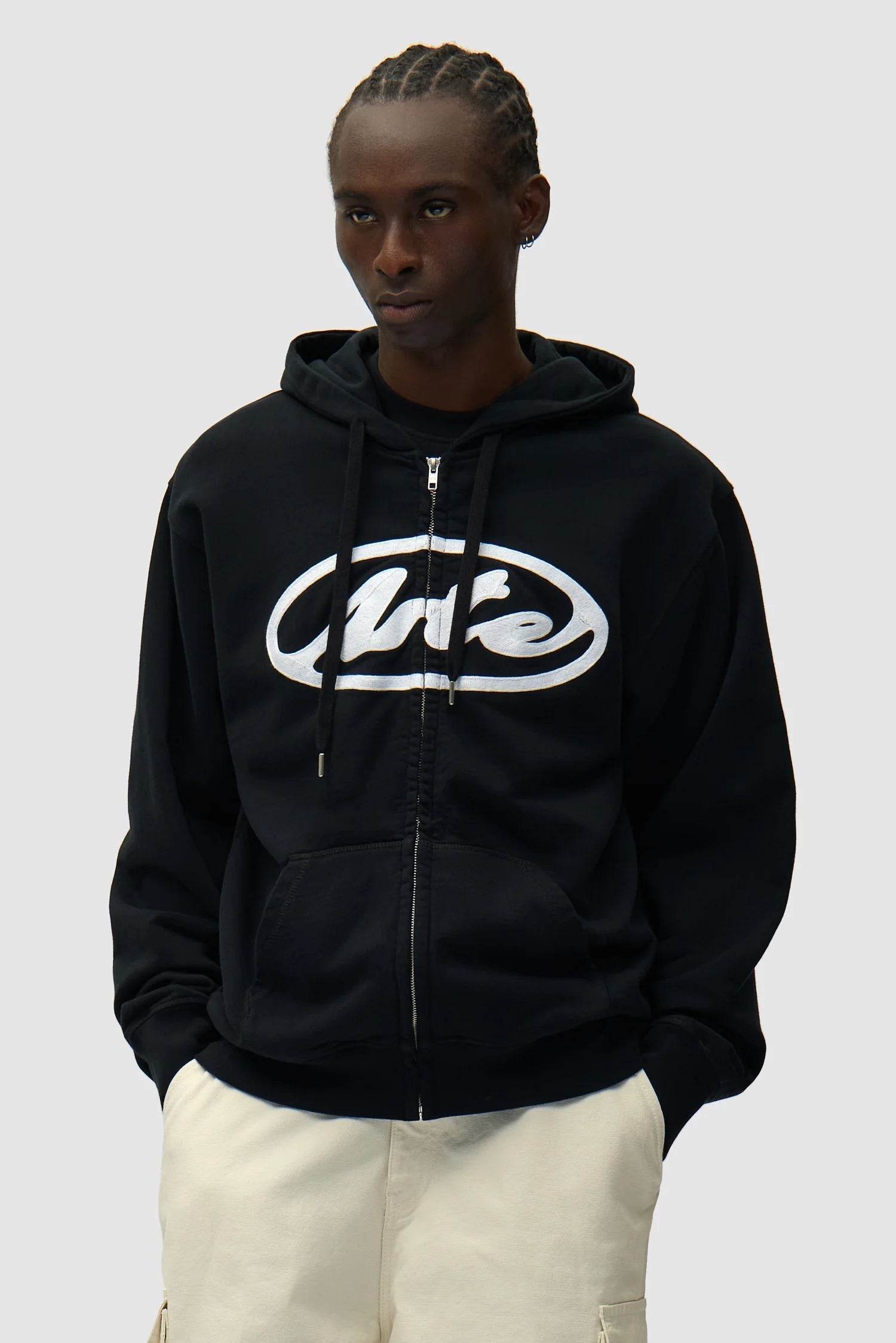 Arte Antwerp – Circle Logo Zip Hoodie Black - Pulls et Sweats - SS26-146HJ