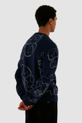 Arte Antwerp - Embroidered Flower Knit - Navy - Pulls et Sweats - AW24 - 156K