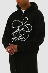 Arte Antwerp - Flower Logo Zip Hoodie - Black - Pulls et Sweats - AW24 - 140J