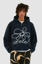 Arte Antwerp - Flower Logo Zip Hoodie - Navy - Pulls et Sweats - AW24 - 140J