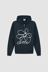 Arte Antwerp - Flower Logo Zip Hoodie - Navy - Pulls et Sweats - AW24 - 140J